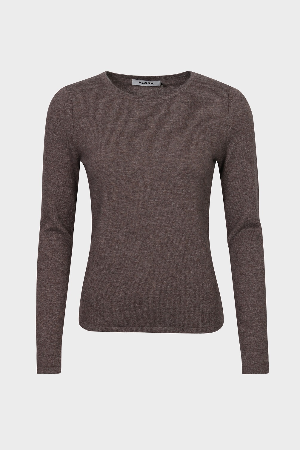 FLONA Fitted Cashmere Sweater in Taupe Melange