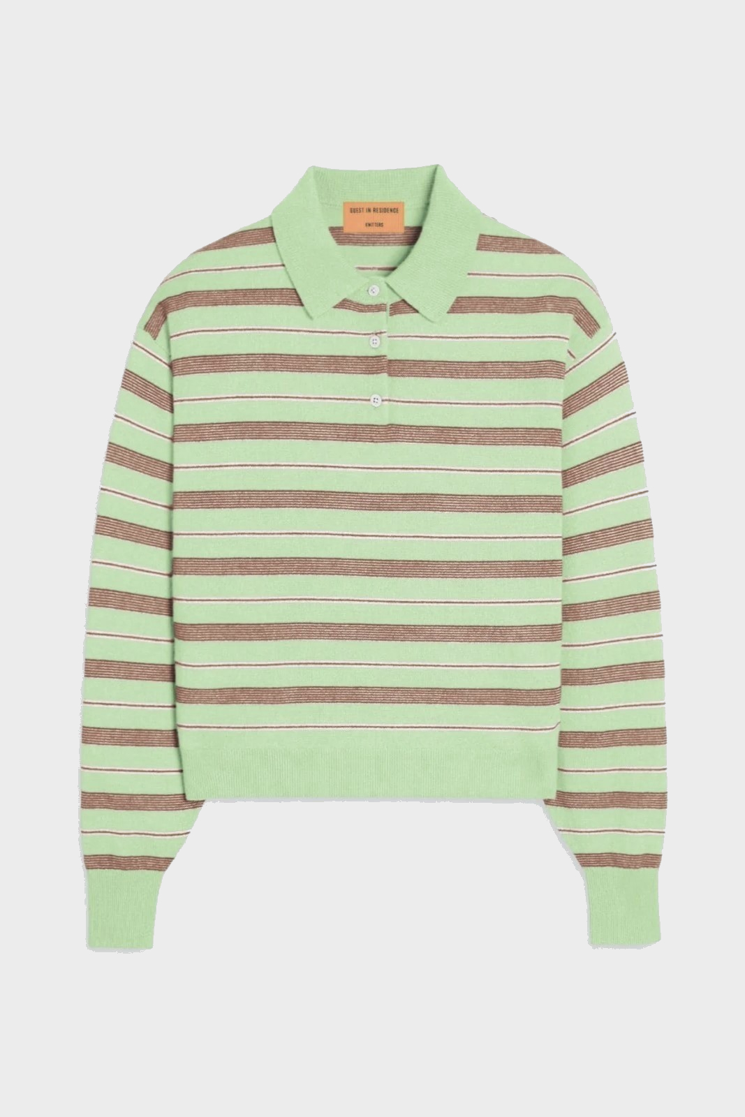 GUEST IN RESIDENCE Striped Cashmere Polo in Mint