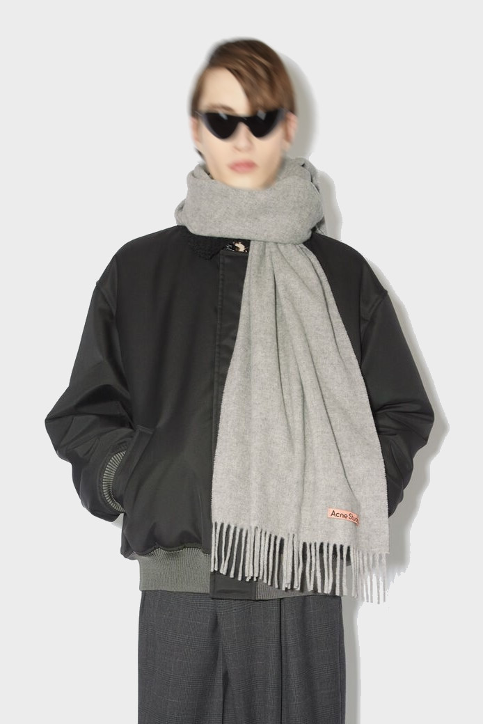 ACNE STUDIOS Small Wool Scarf in Light Grey Melange