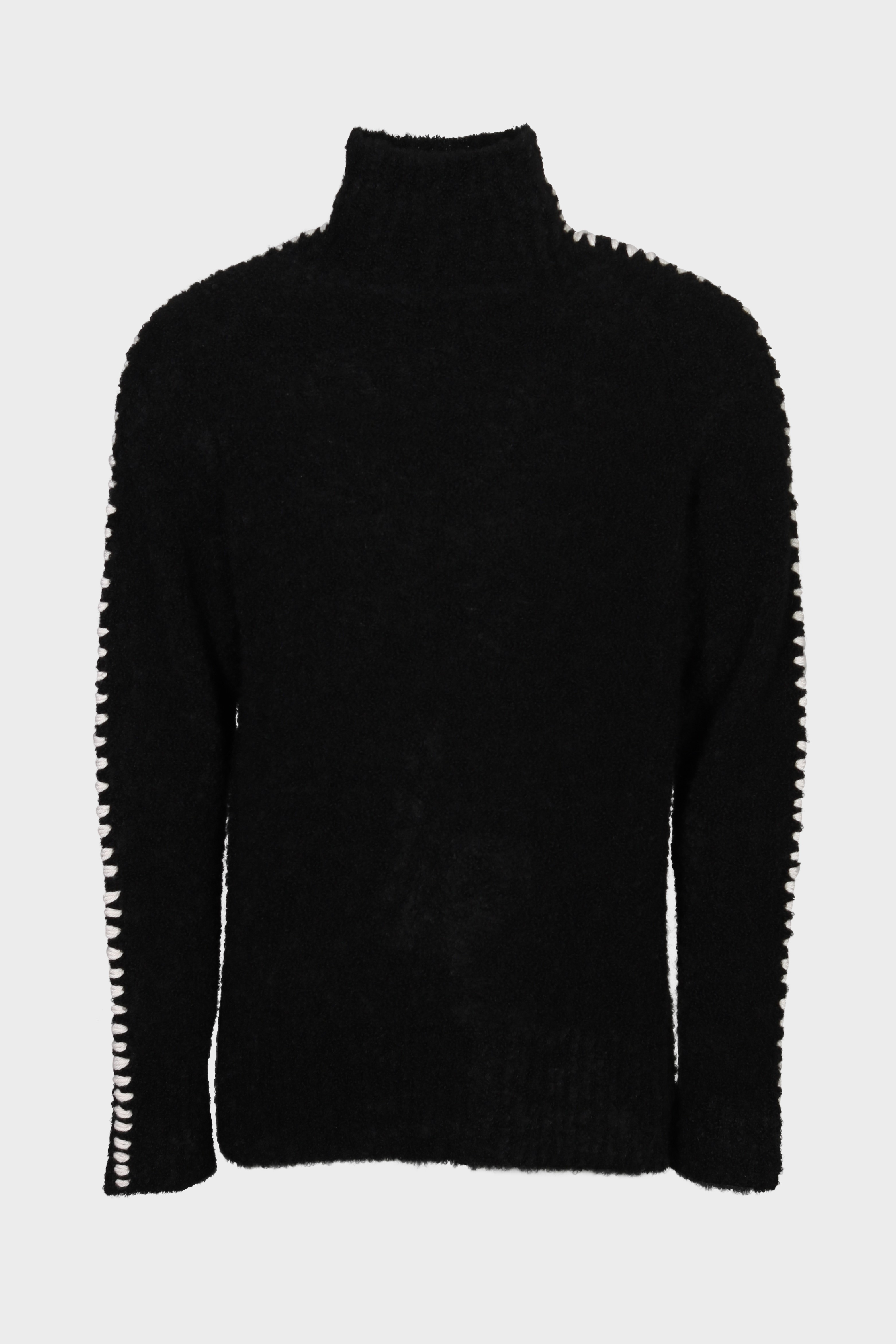 THOM KROM Alpaca Mix Turtle Sweater in Black/White