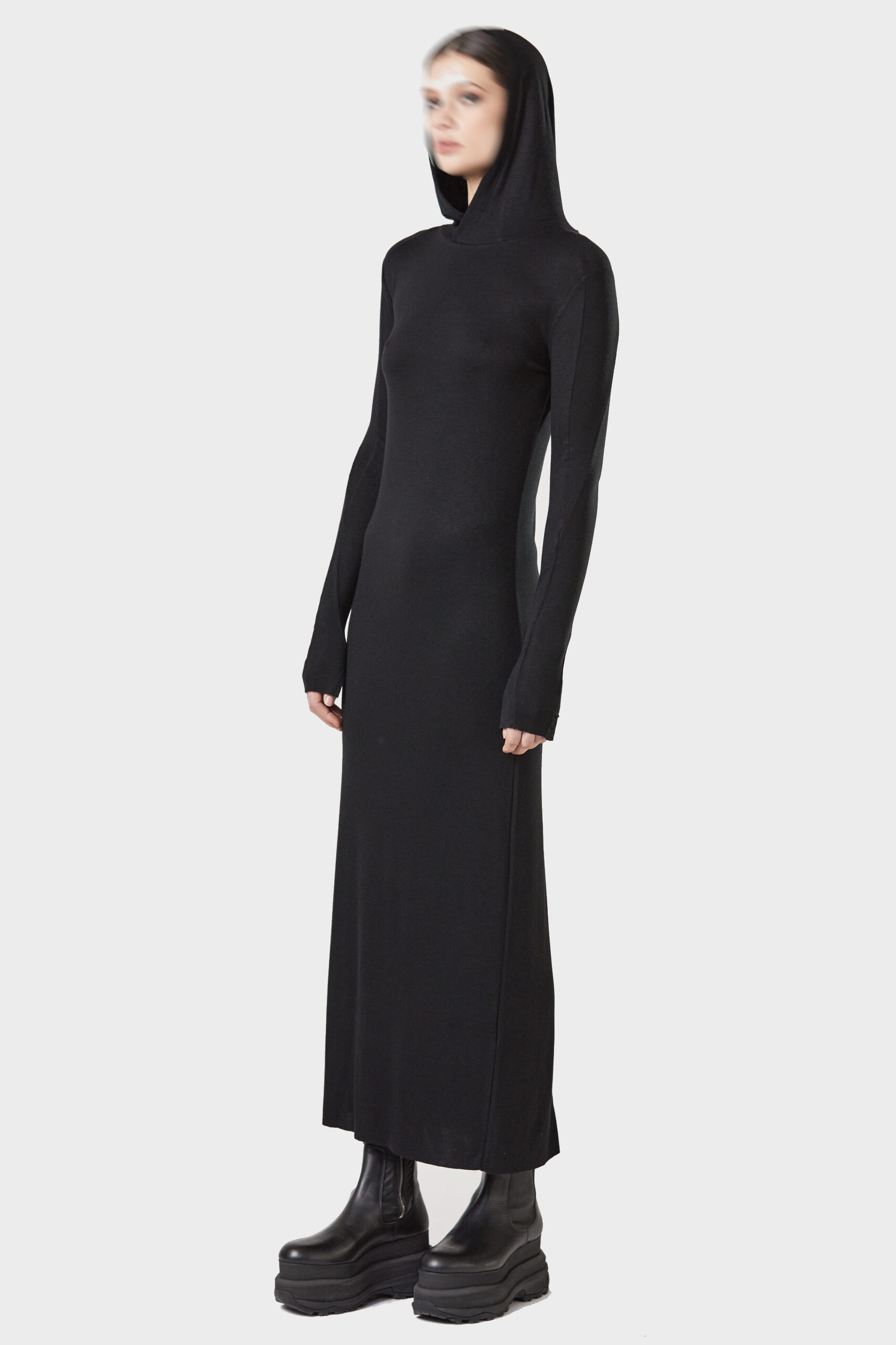 THOM KROM Hooded Dress in Black