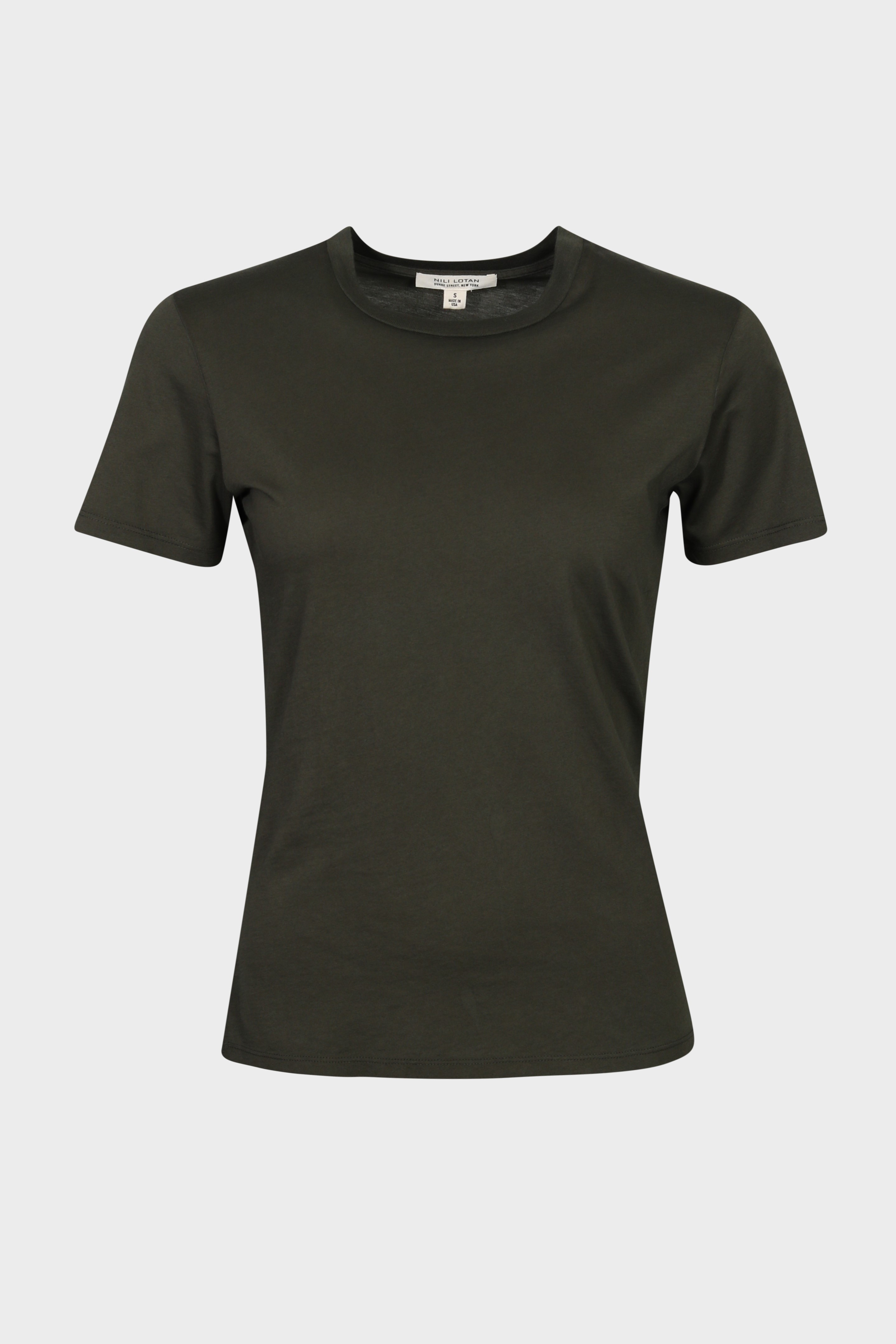 NILI LOTAN Mariela Crewneck T-Shirt in Clover