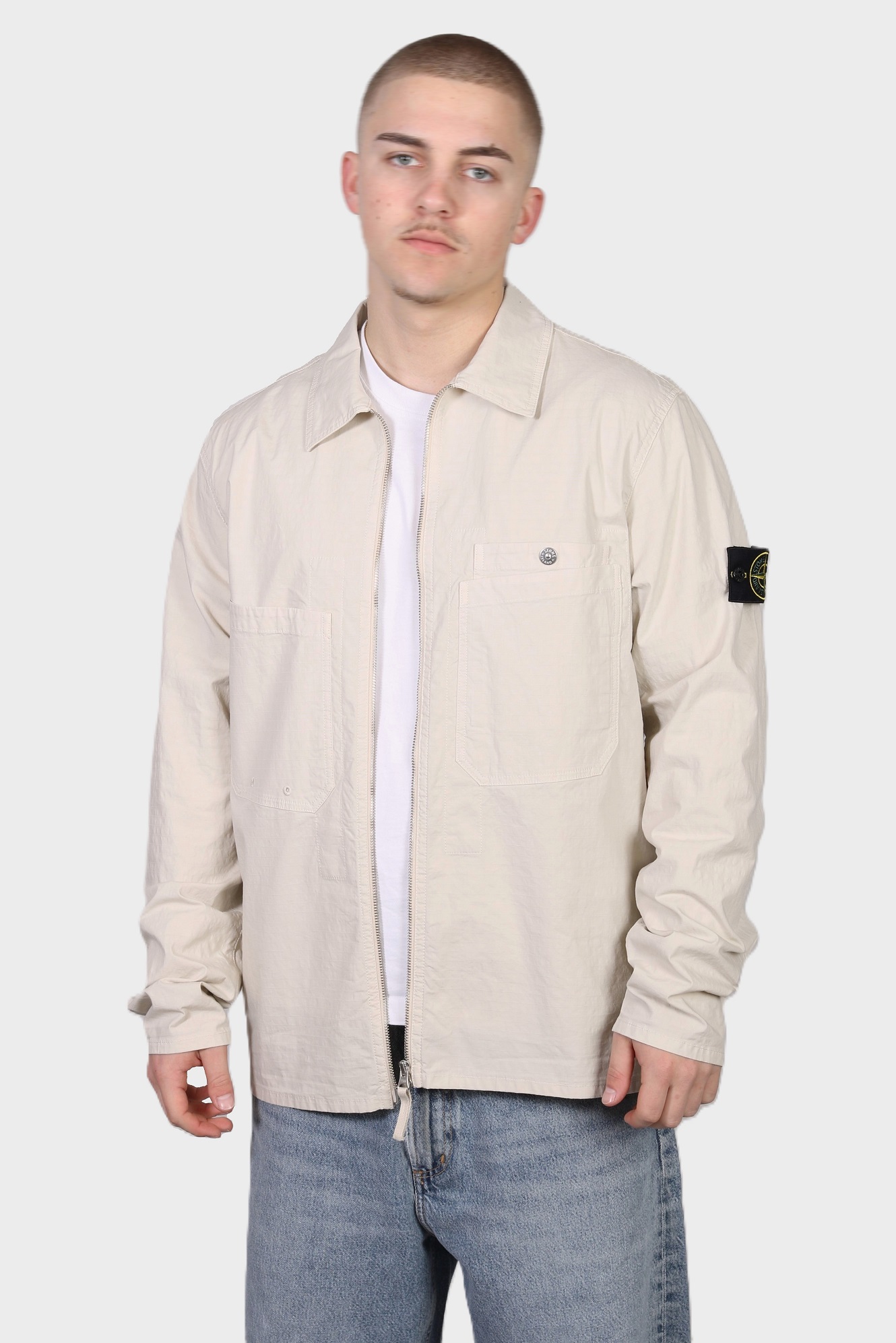 STONE ISLAND Ripstop Overshirt in Light Beige