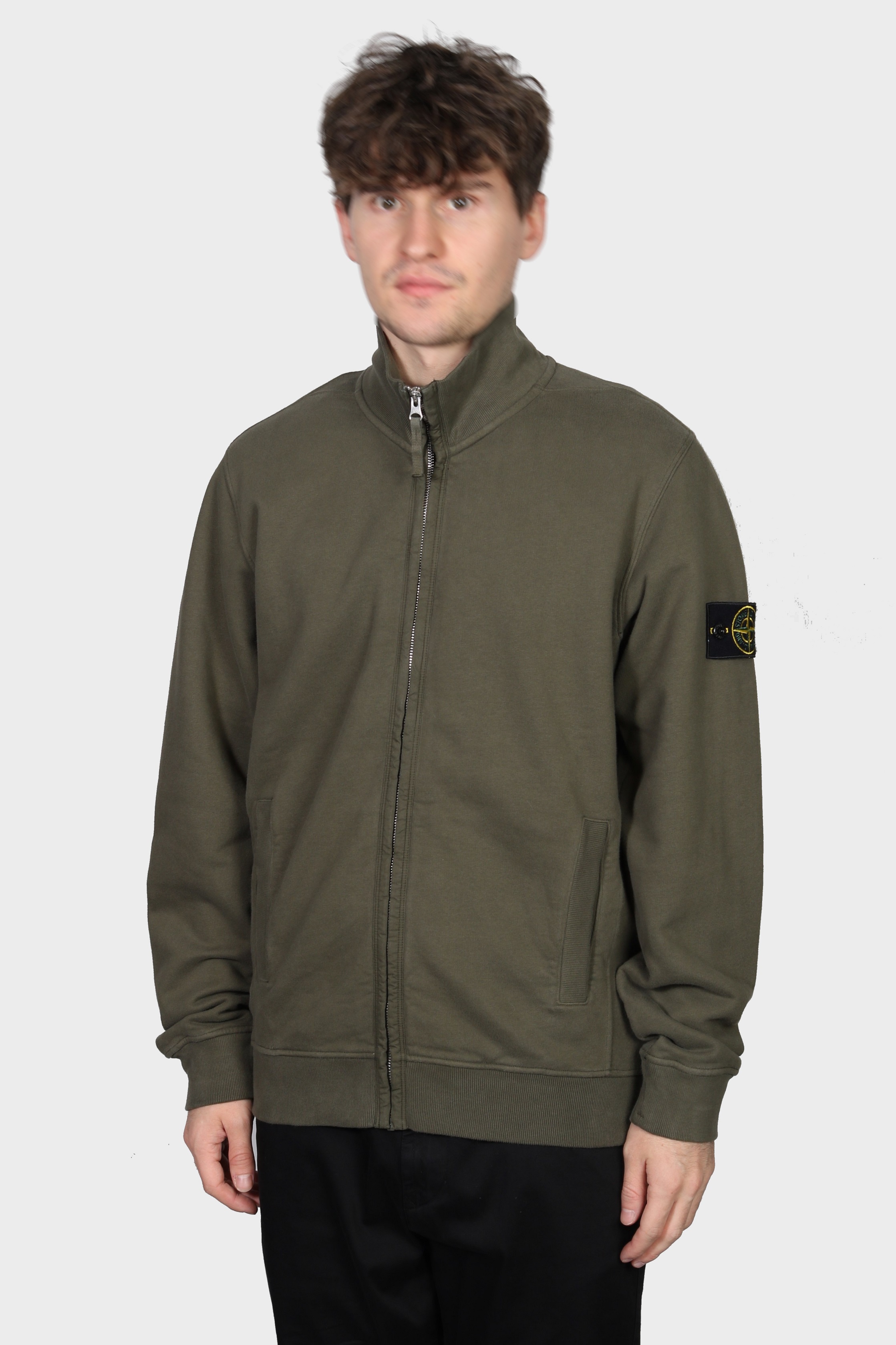 STONE ISLAND Zip Sweatshirt in Olive