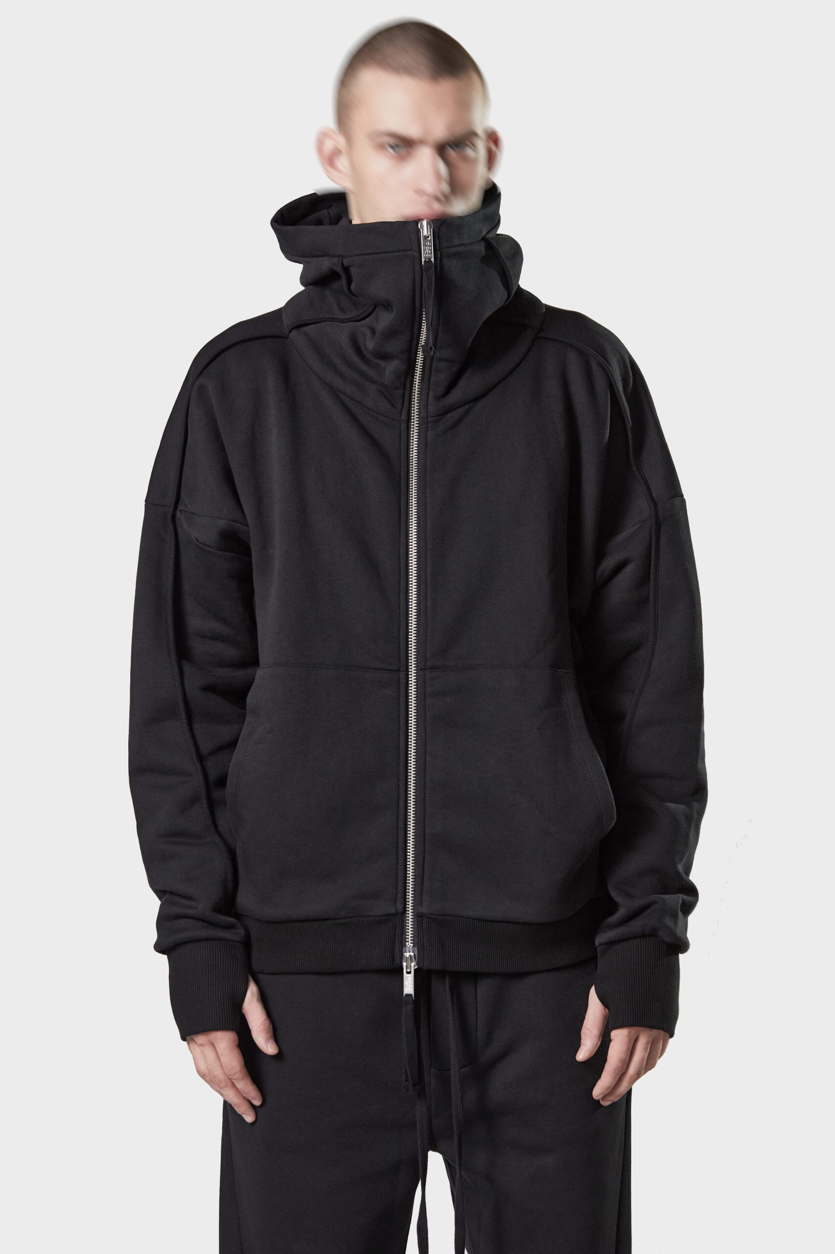 THOM KROM Zip Hoodie in Black