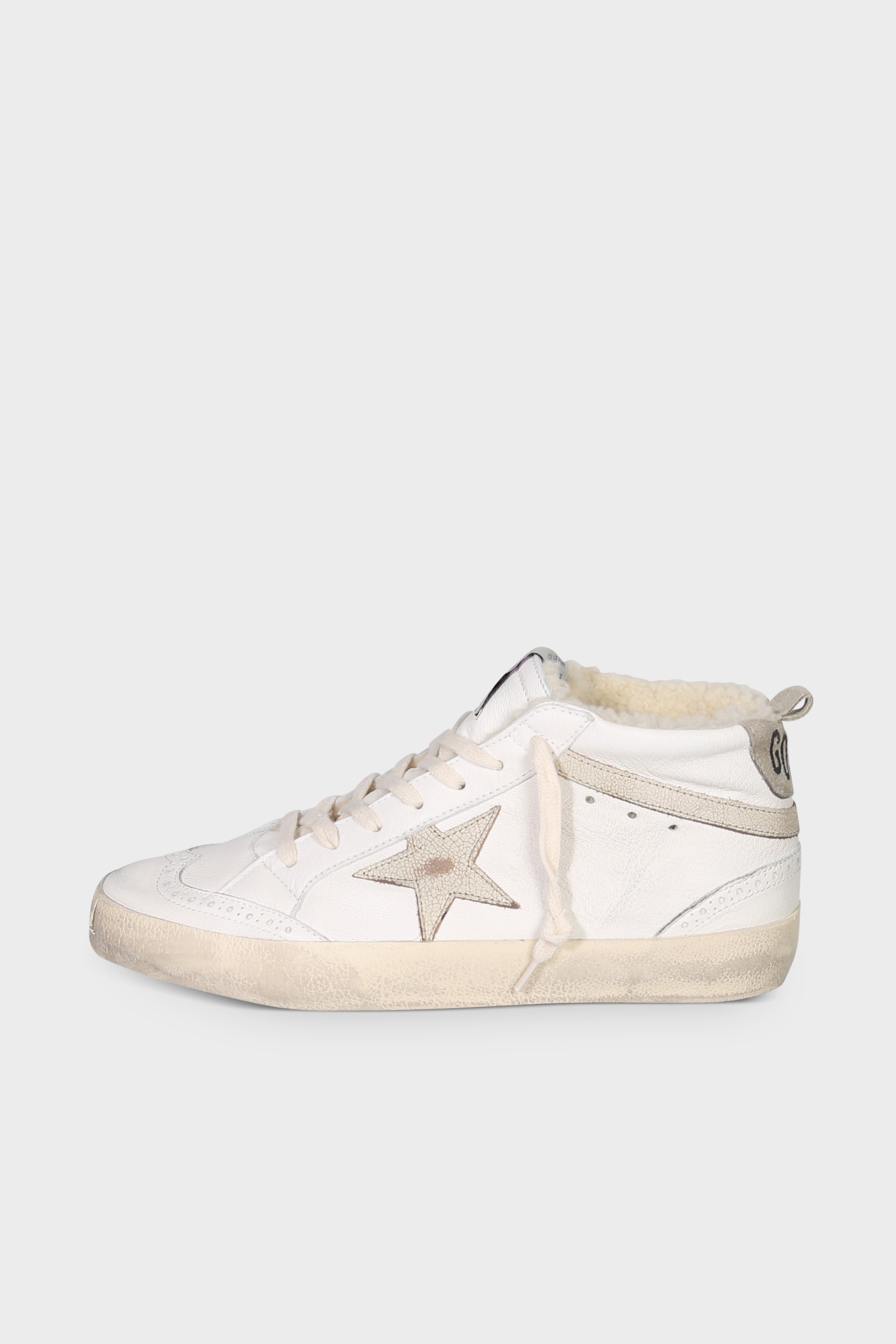 GOLDEN GOOSE Mid Star Shearling in White/Beige