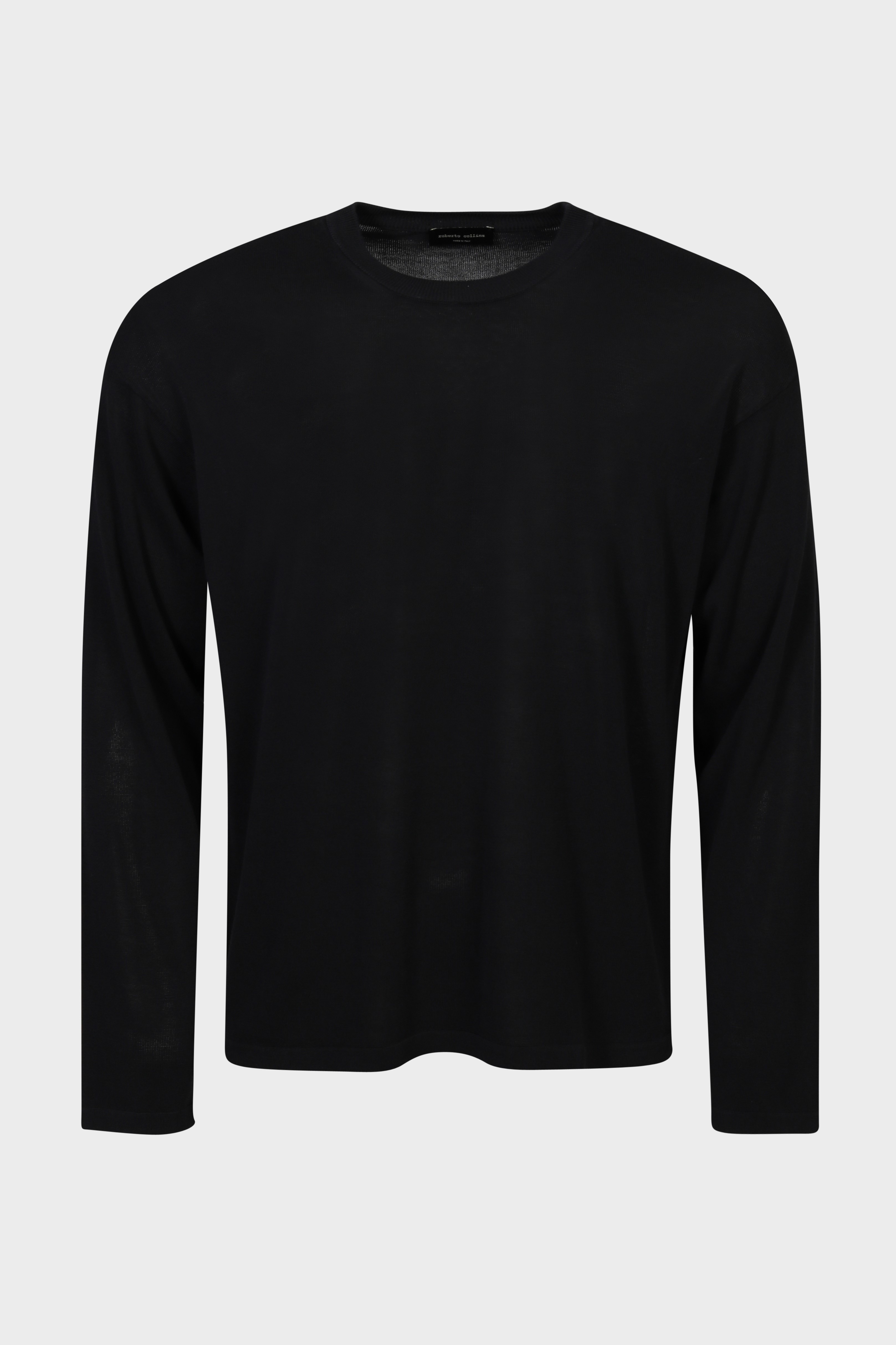 ROBERTO COLLINA Light Cotton Knit Sweater in Black