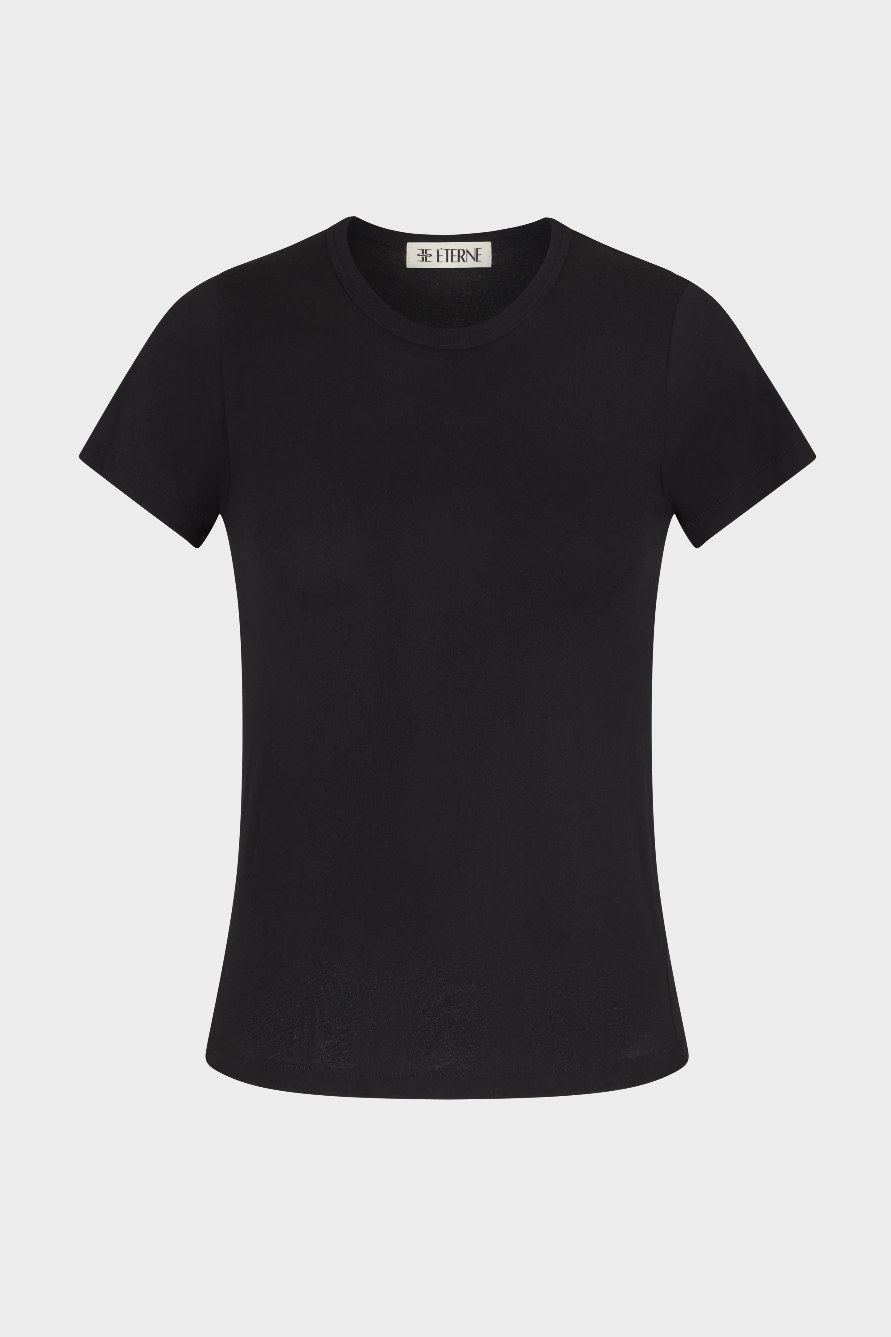 ÉTERNE Fitted Crewneck T-Shirt in Black