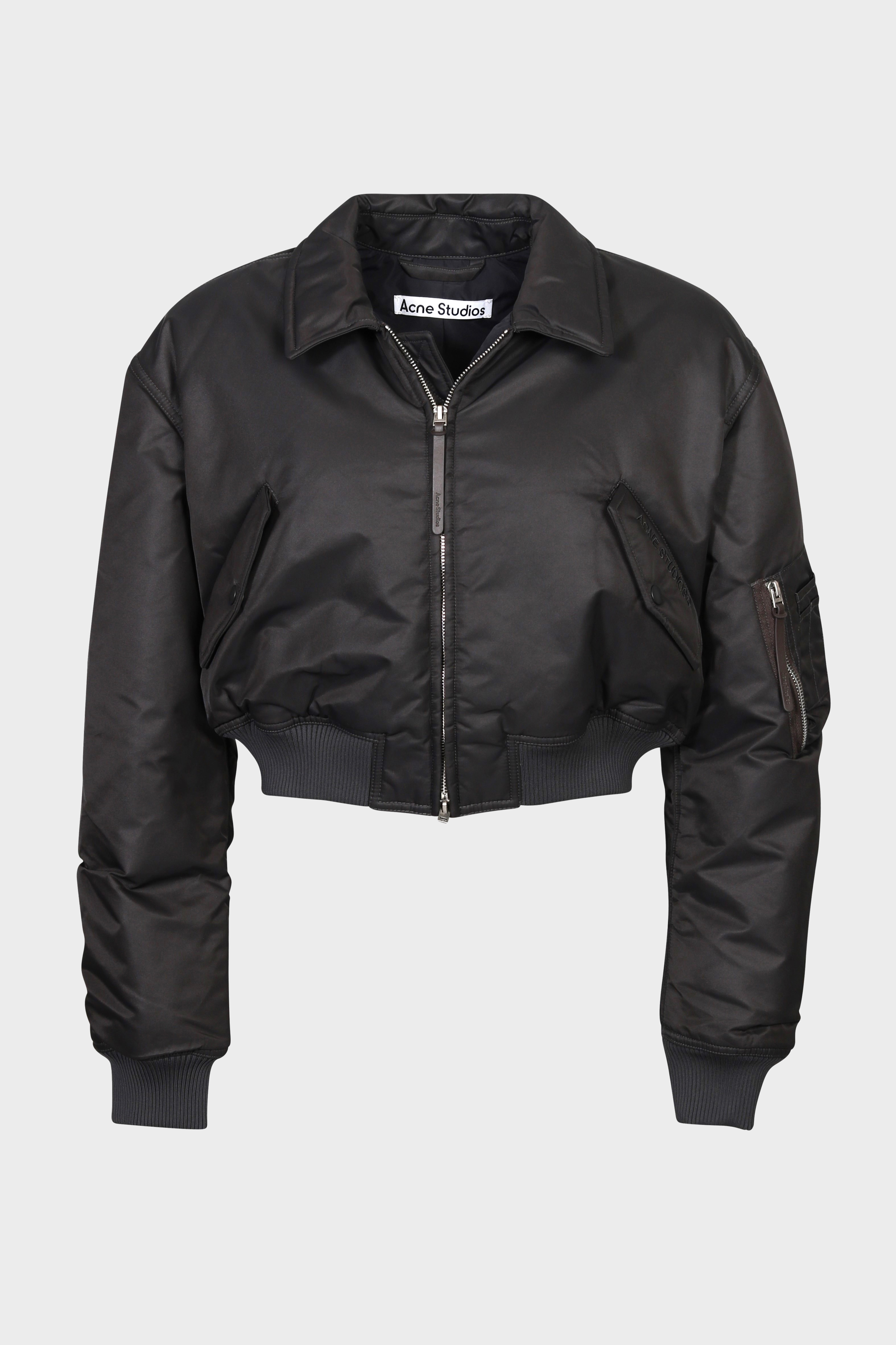 ACNE STUDIOS Cropped Bomber Jacket in Anthracite