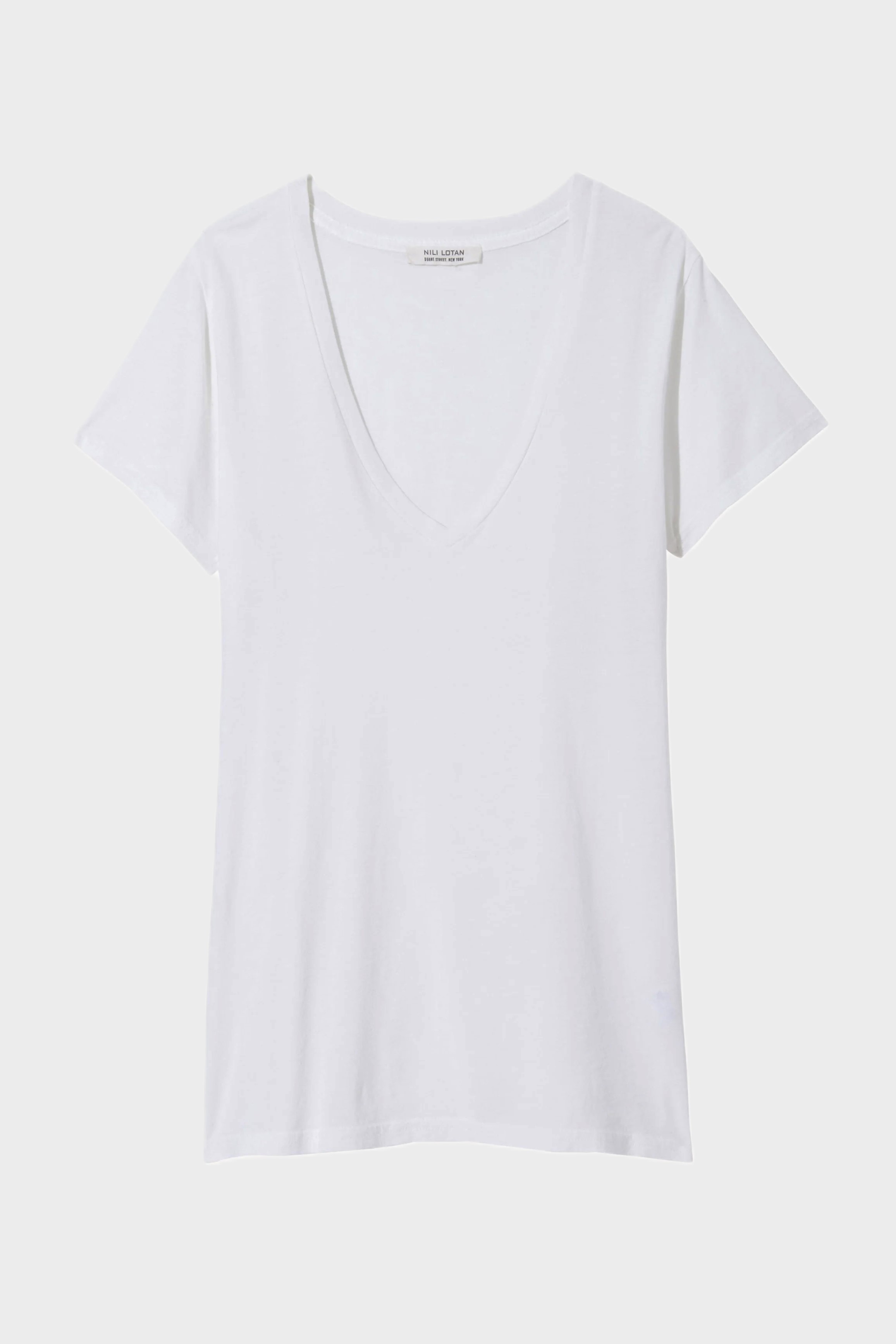 NILI LOTAN Carol V-Neck T-Shirt in White