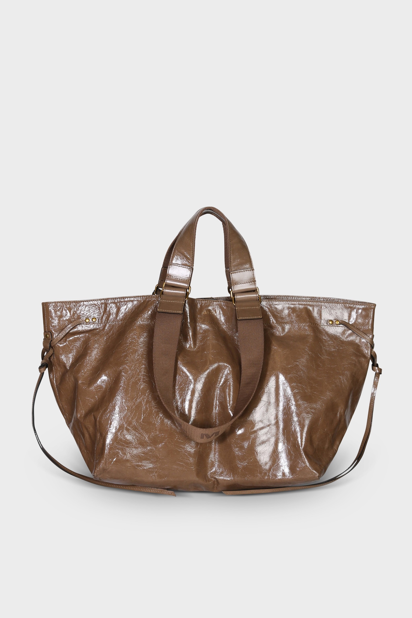 ISABEL MARANT Wardy Leather Shoulder Bag in Dark Khaki Shiny