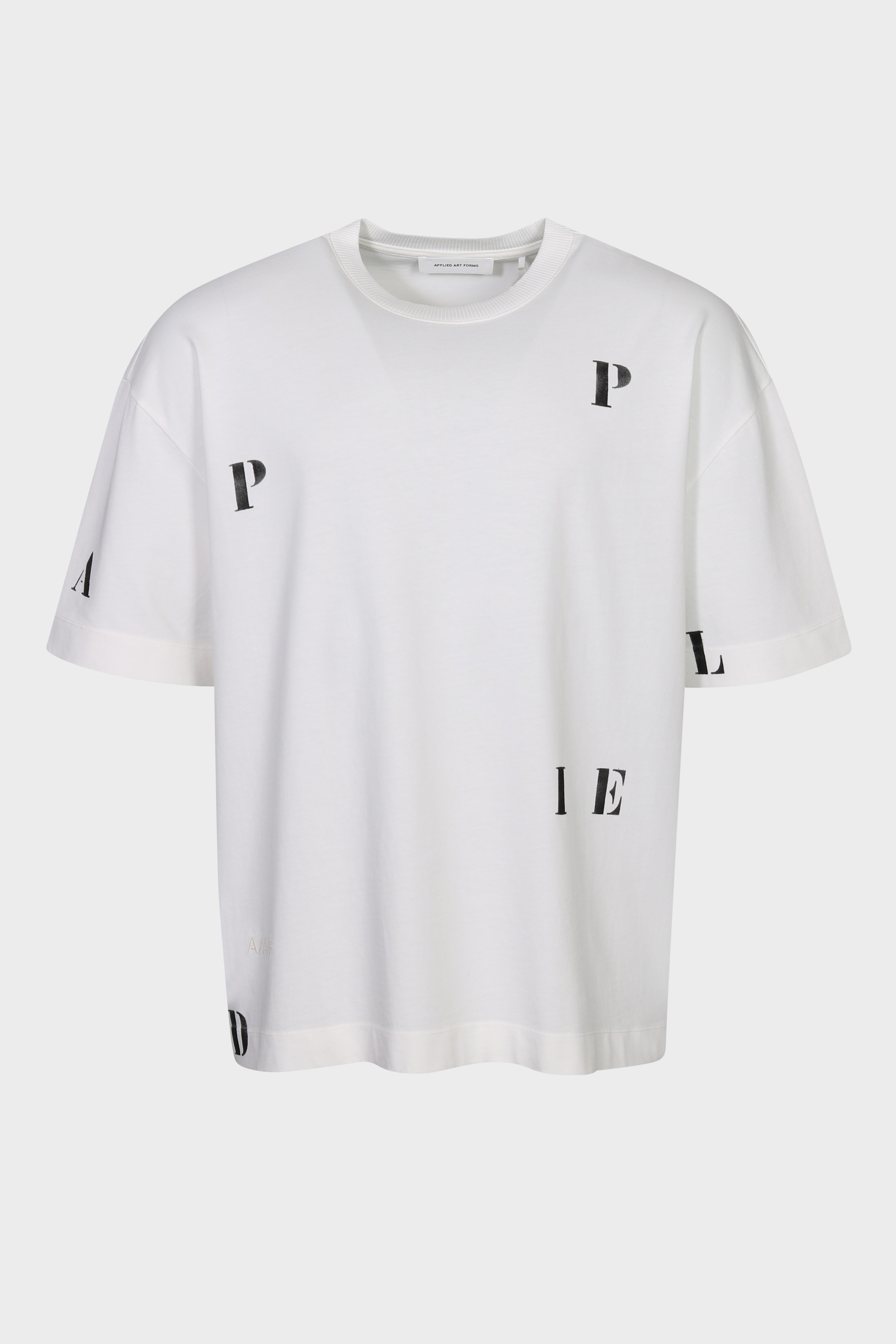 APPLIED ART FORMS Oversize T-Shirt Hand Stencilled Letters in Ecru