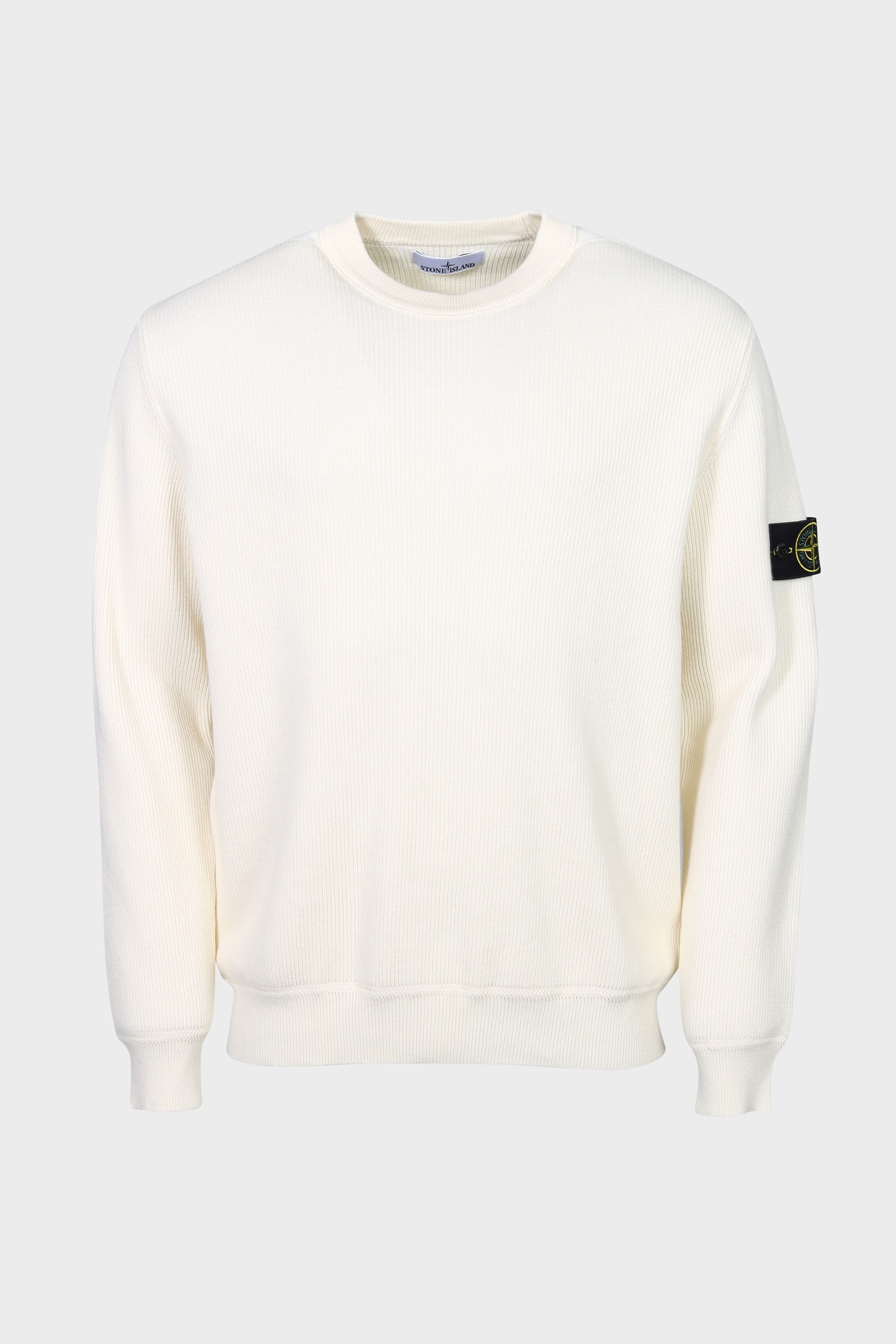 STONE ISLAND Rib Knit Pullover in Cream