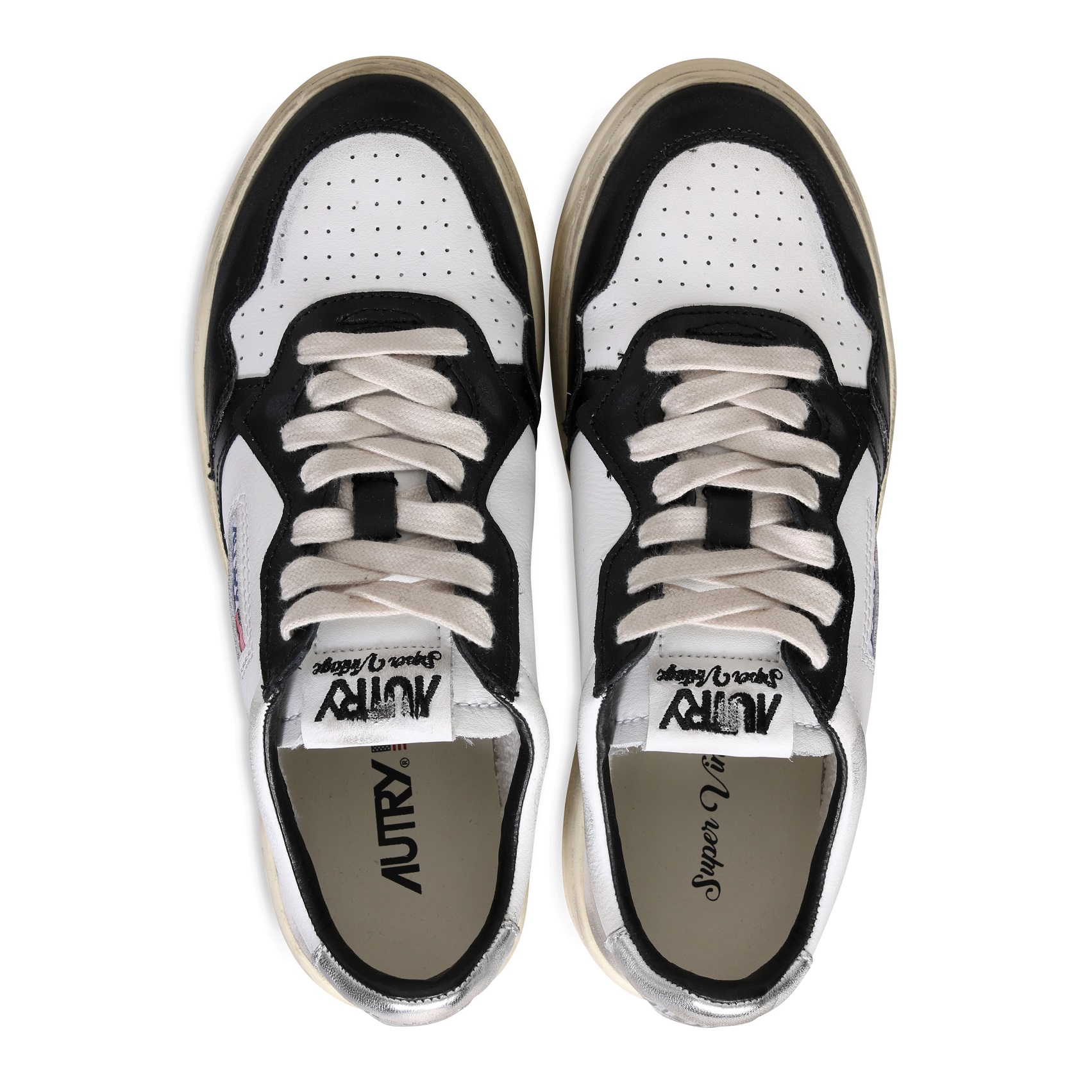 Autry Action Shoes Super Vintage Low Sneaker White/Black/Silver 41