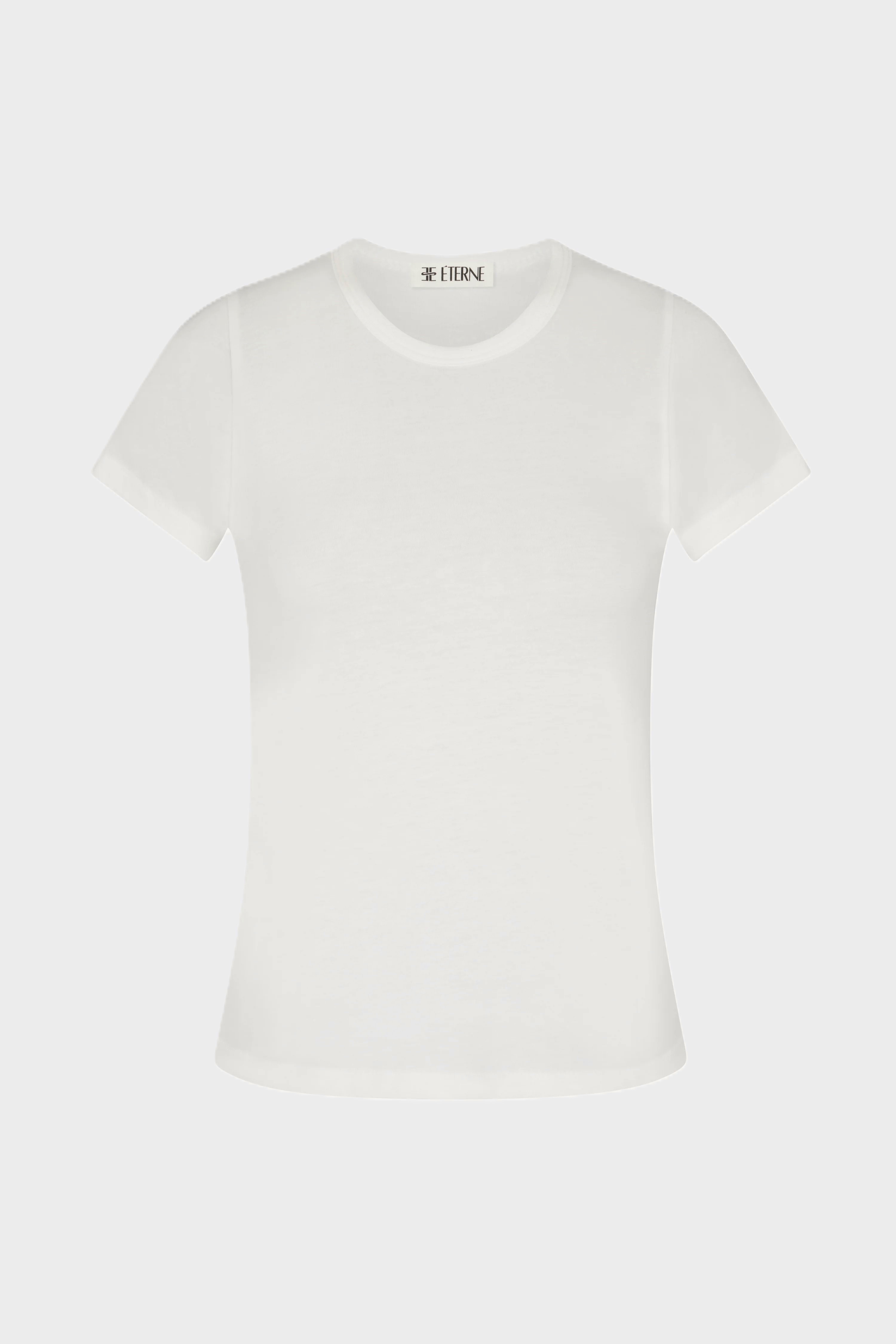 ÉTERNE Fitted Crewneck T-Shirt in Ivory