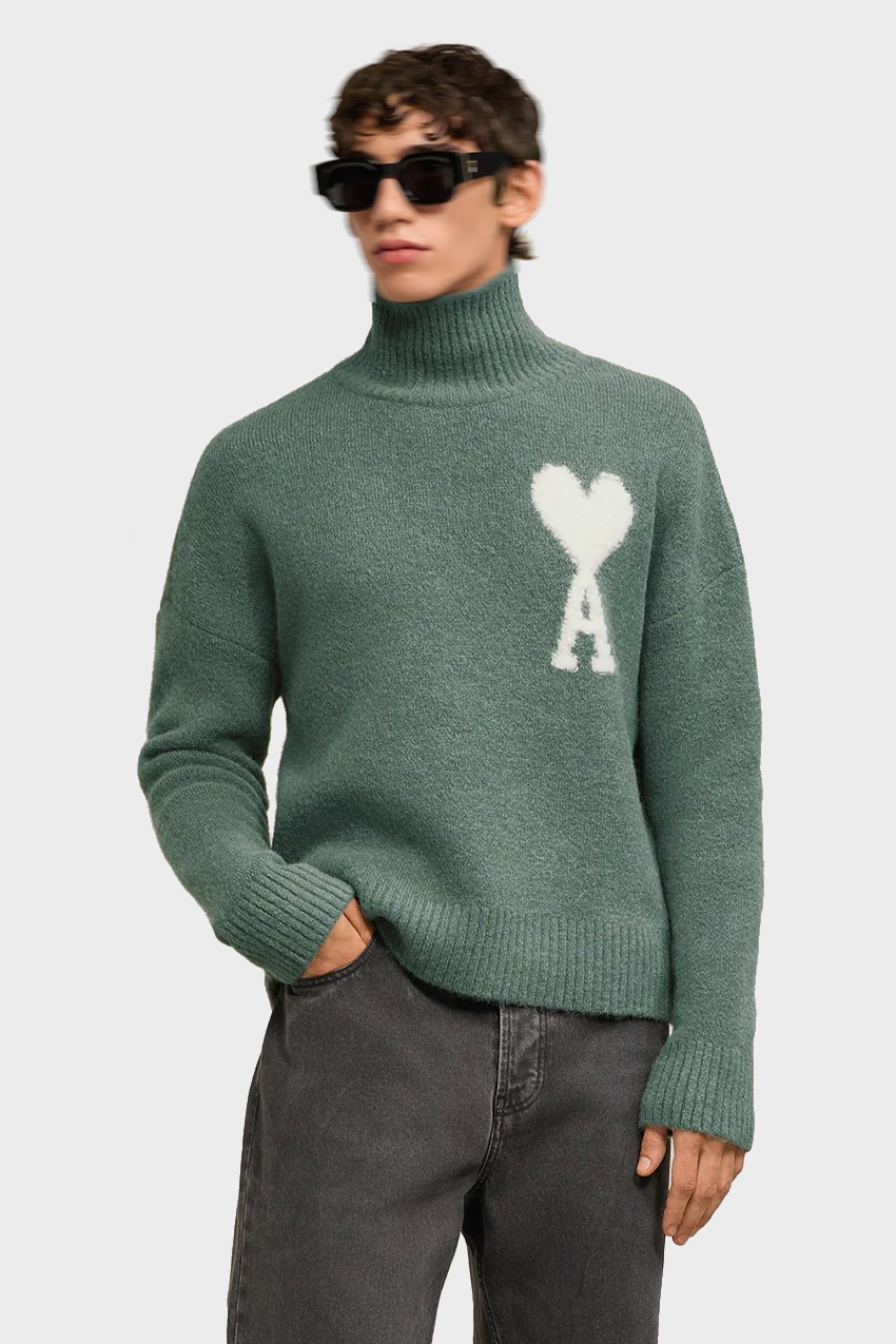 AMI PARIS de Coeur Heavy Knit Turtleneck in Antique Clay