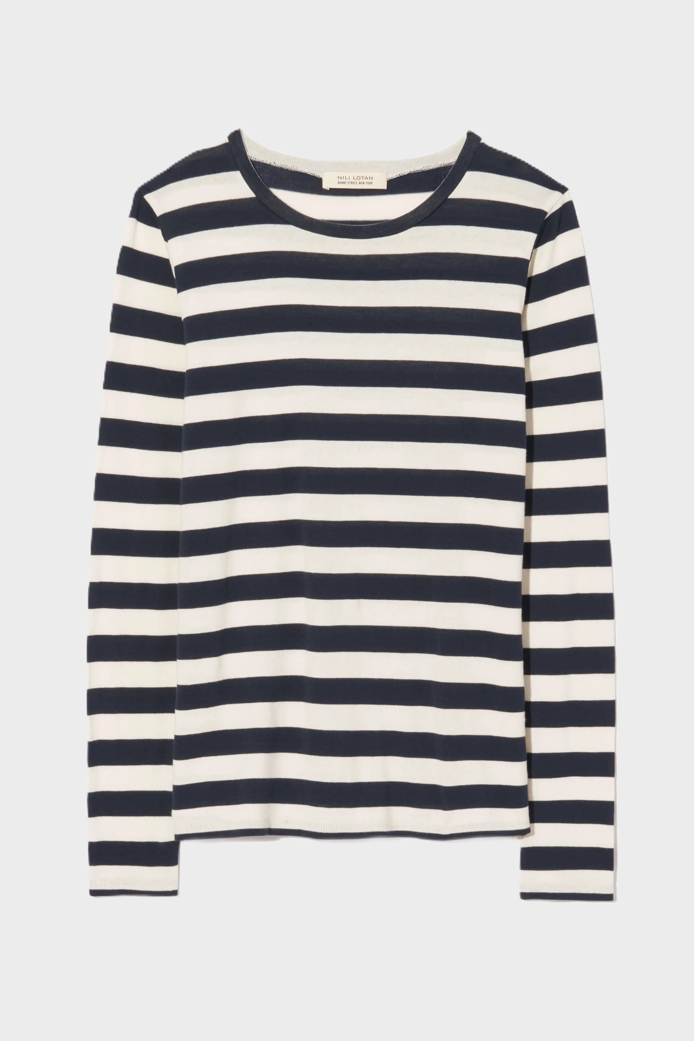 NILI LOTAN Long Sleeve Shirt in Navy/Ivory Stripe