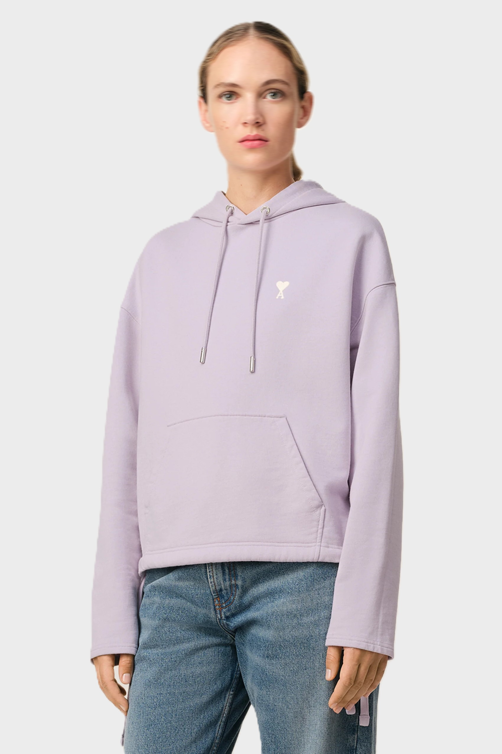 AMI PARIS Drawstring Hoodie in Lilac