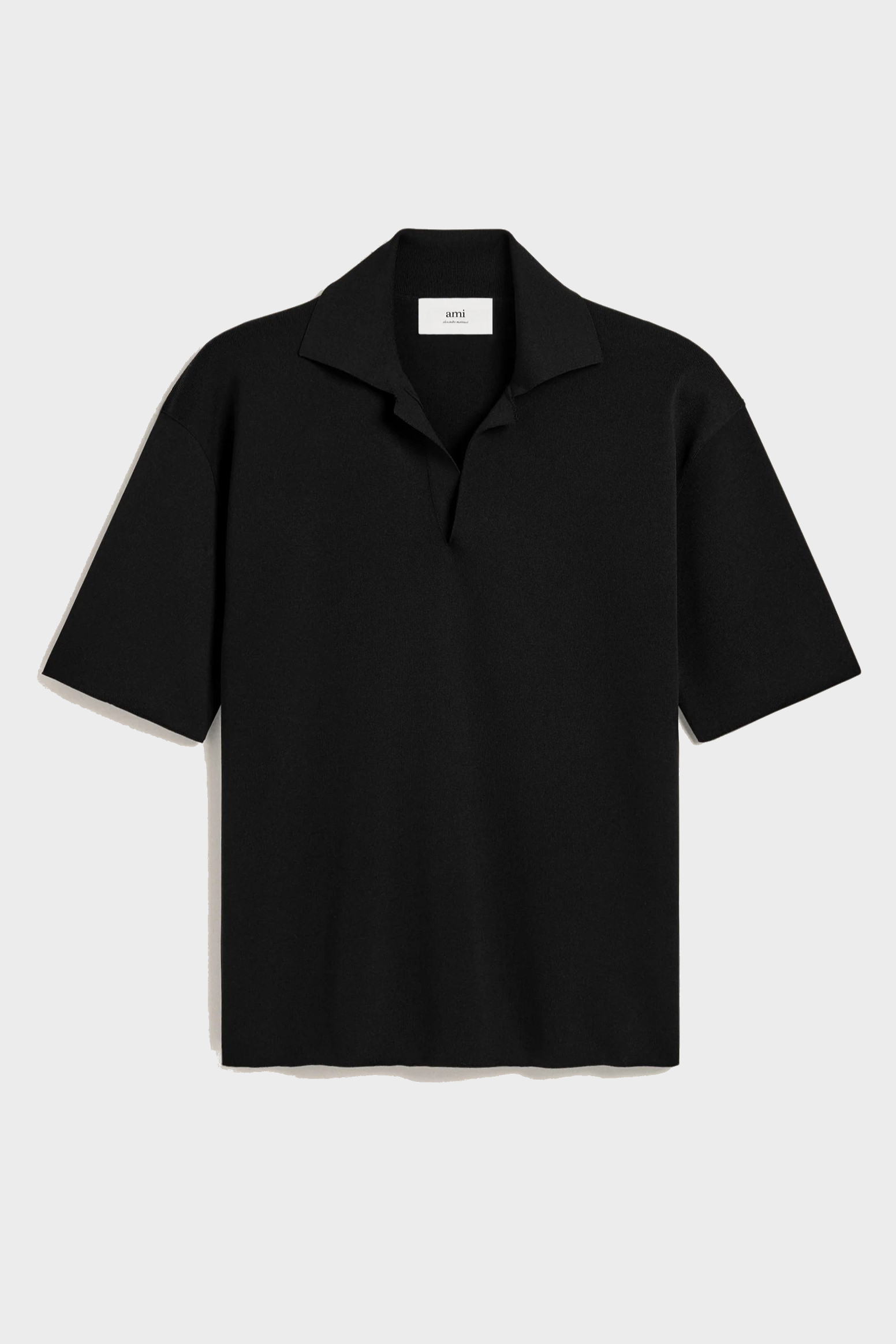 AMI PARIS Heavy Knit Polo in Black