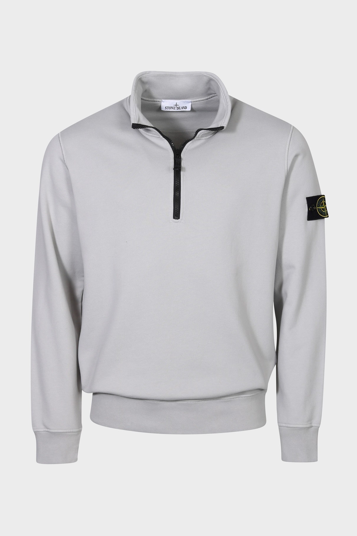 STONE ISLAND Half Zip Sweatshirt in Light Grey