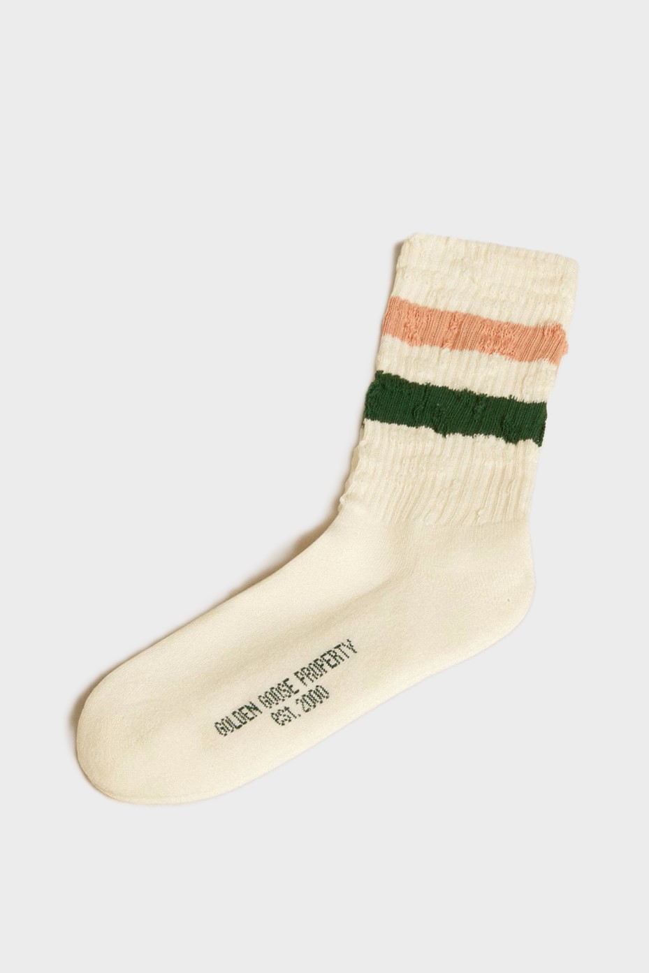 GOLDEN GOOSE Socks High Rib Stripes Socks in Heritage White/Green/Old Pink