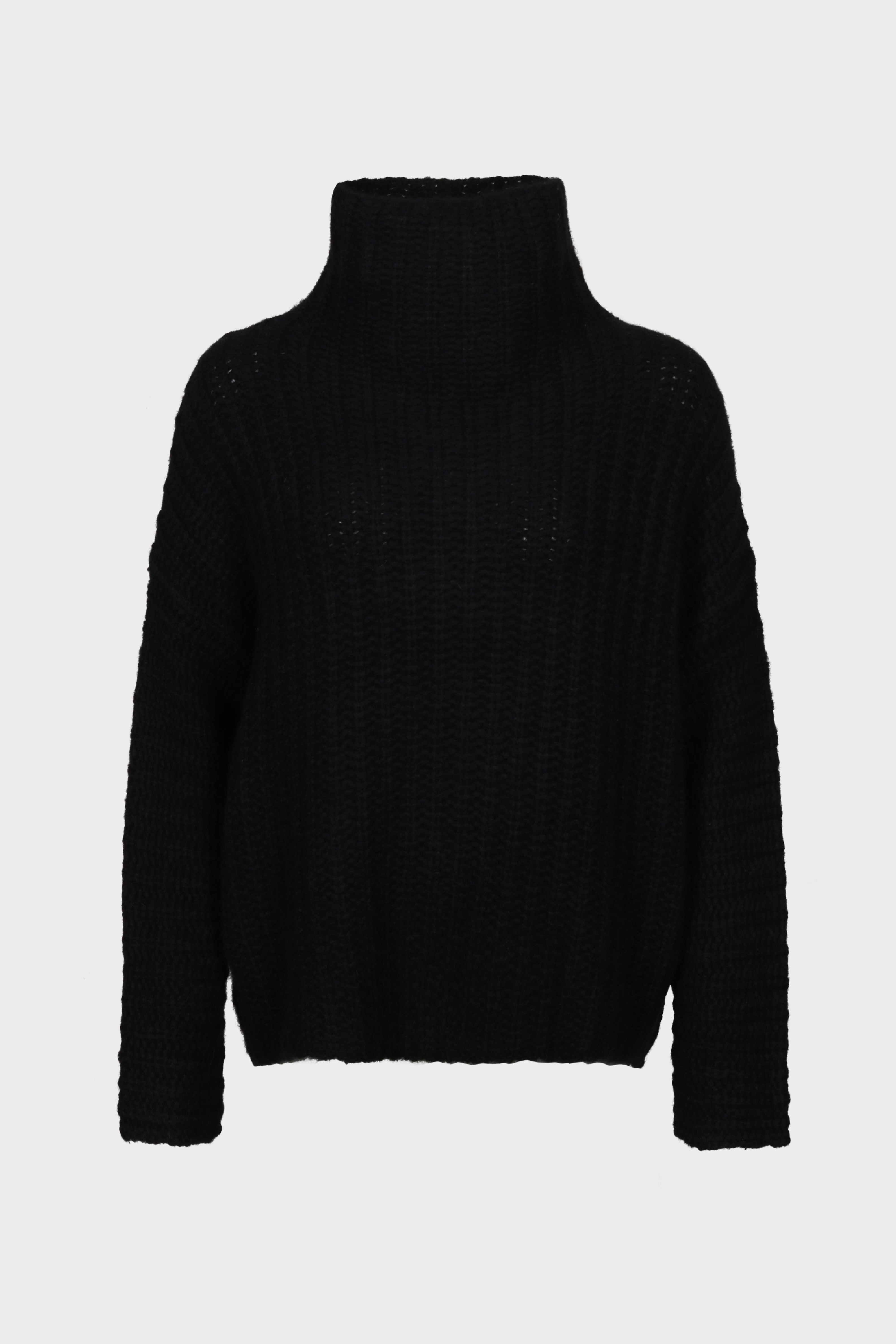 SMINFINITY Fluffy Ribbed Turtleneck Jumper in Black