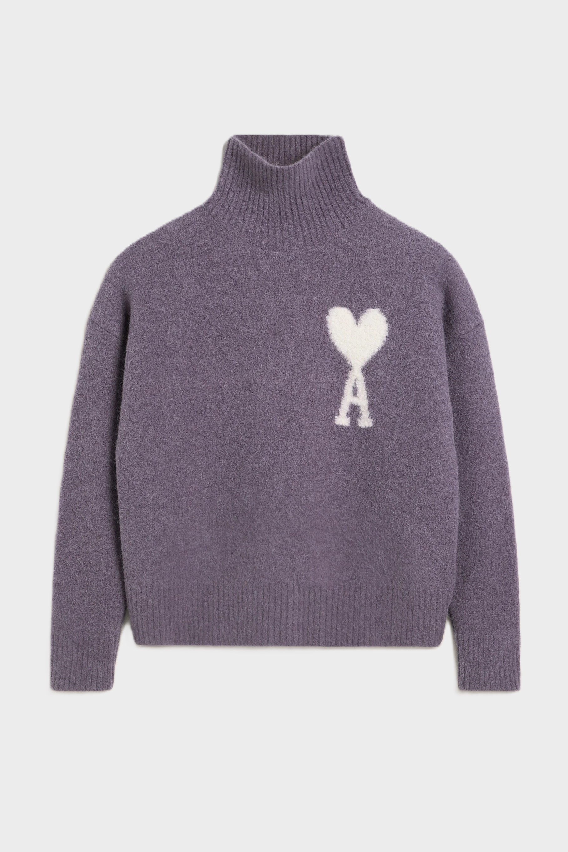 AMI PARIS de Coeur Heavy Knit Turtleneck in Lilac