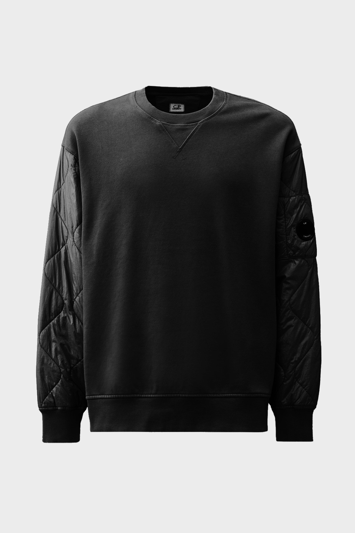 C.P. COMPANY Fleece Mixed Quilted Sweatshirt in Vintage Black