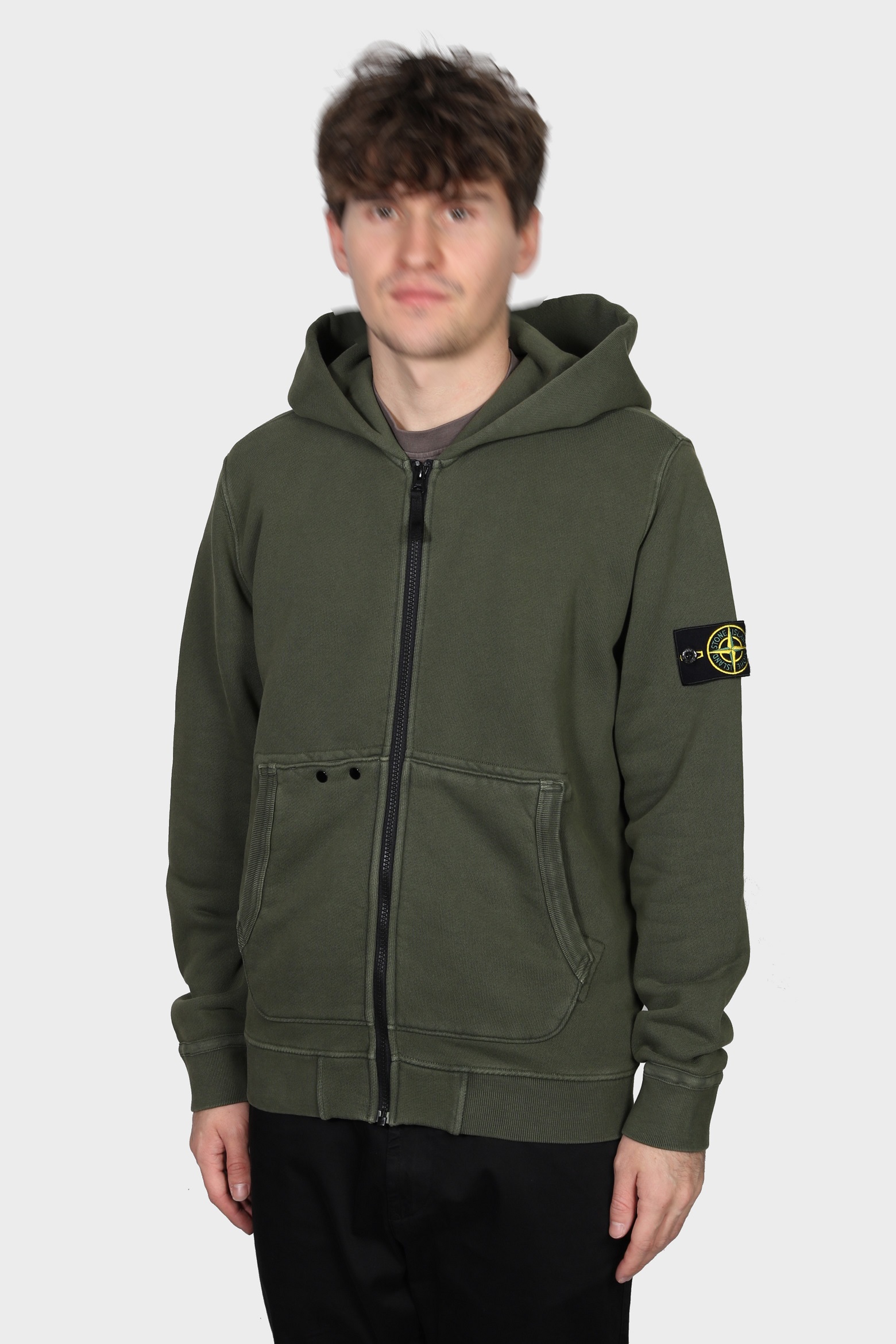 STONE ISLAND Heavy Cotton Hoddie in Washed Olive