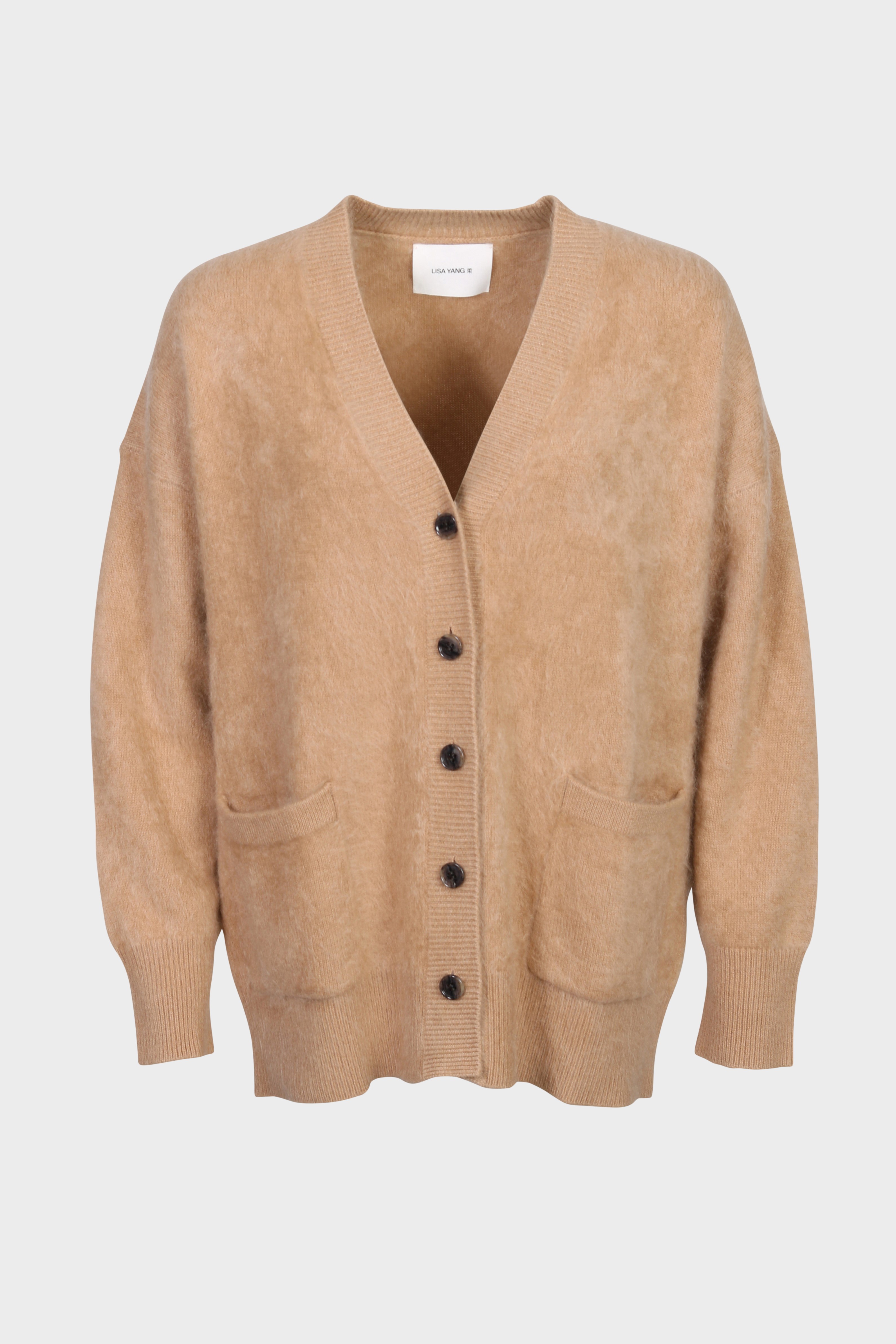 LISA YANG Malena Brushed Cashmere Cardigan in Savannah