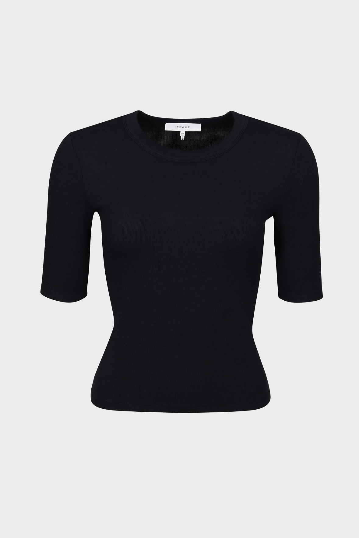 FRAME Rib Crewneck Tee in Black