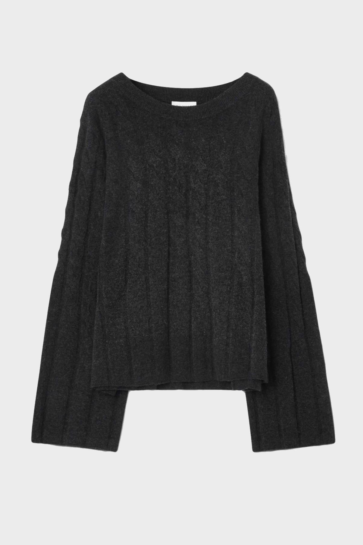 DAGMAR Faded Cable Knit Pullover in Graphite Grey