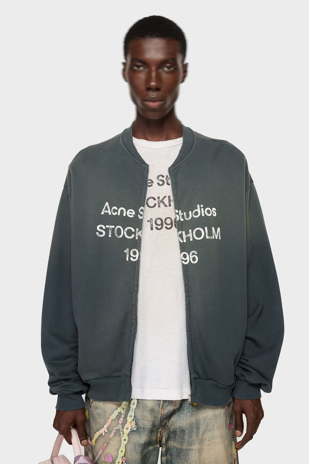 ACNE STUDIOS Sweat Bomber Jacket in Washed Black