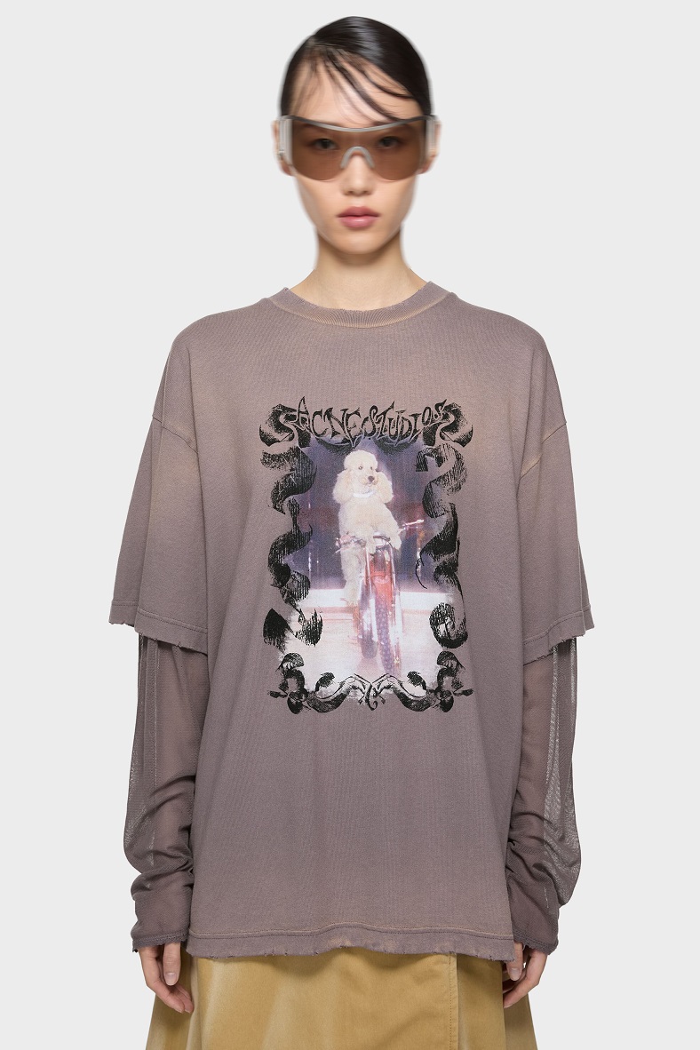 ACNE STUDIOS Poodle Printed T-Shirt in Dark Mauve