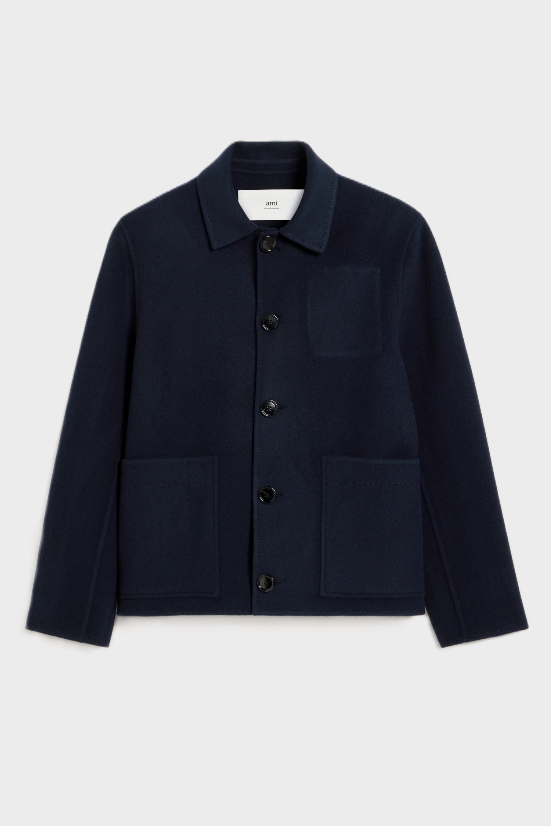 AMI PARIS Boxy Wool Jacket in Navy Blue