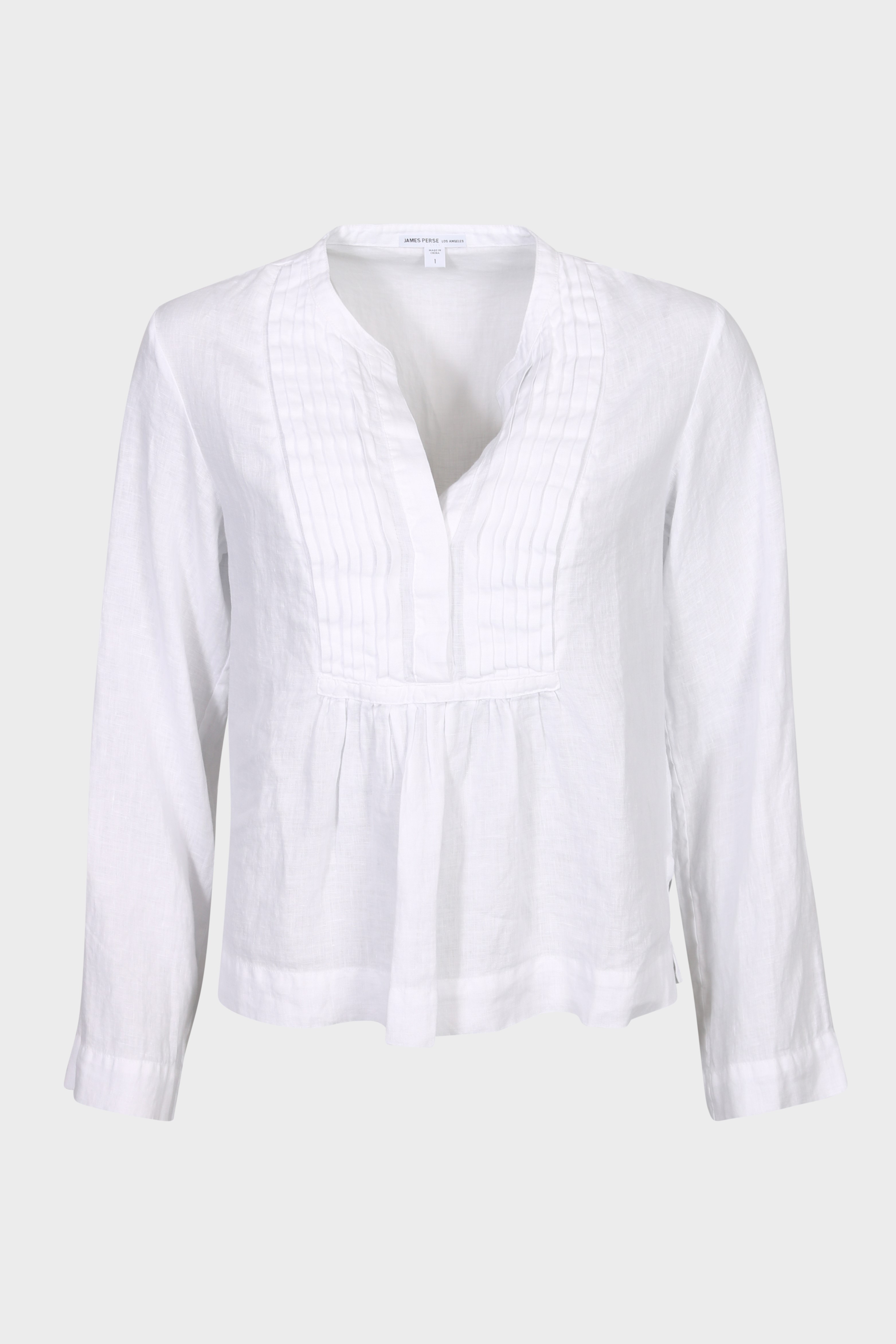 JAMES PERSE Pin Tuck Linen Blouse in White