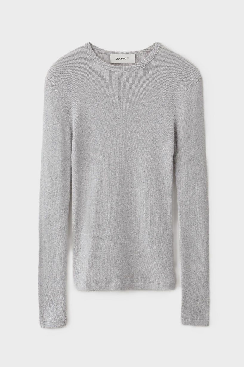 LISA YANG Vivian Cotton Cashmere Longsleeve in Grey