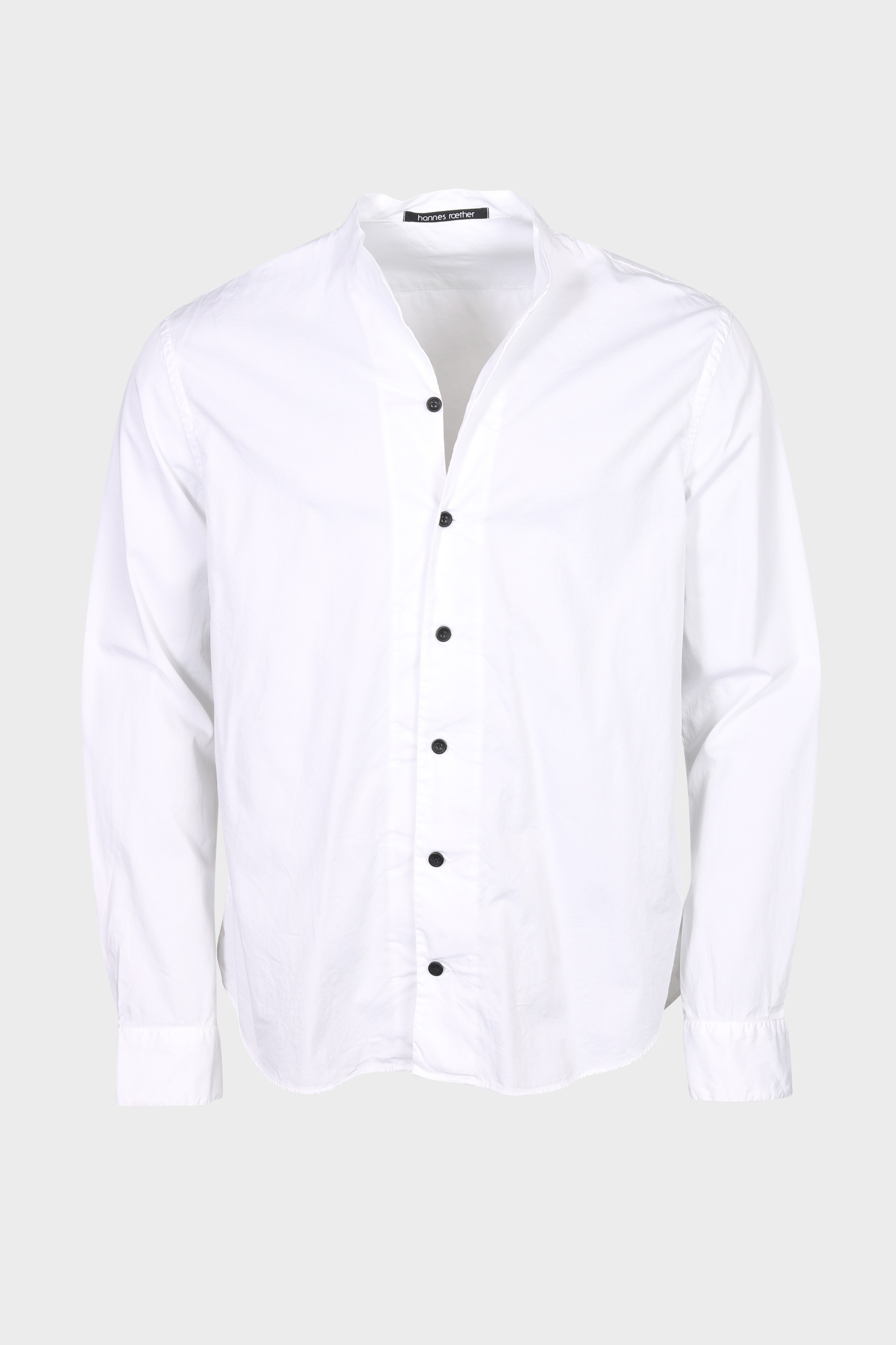 HANNES ROETHER V-Neck Cotton Shirt in White