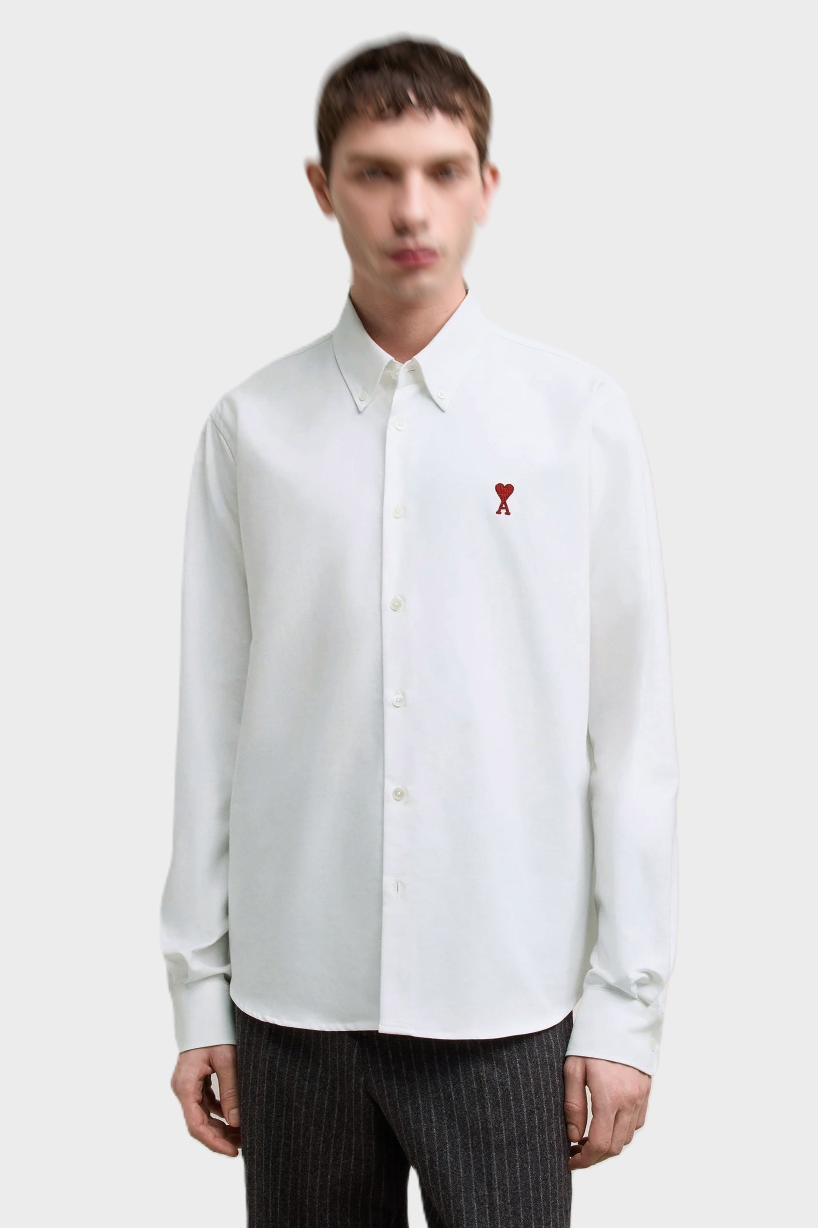 AMI PARIS Classic Fit Oxford Shirt in Natural White