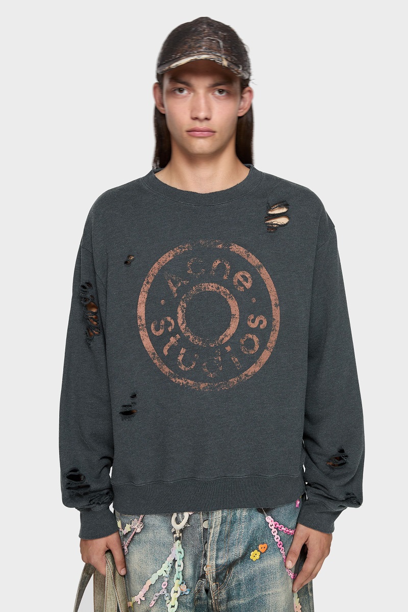 ACNE STUDIOS Logo Sweatshirt in Black Melange