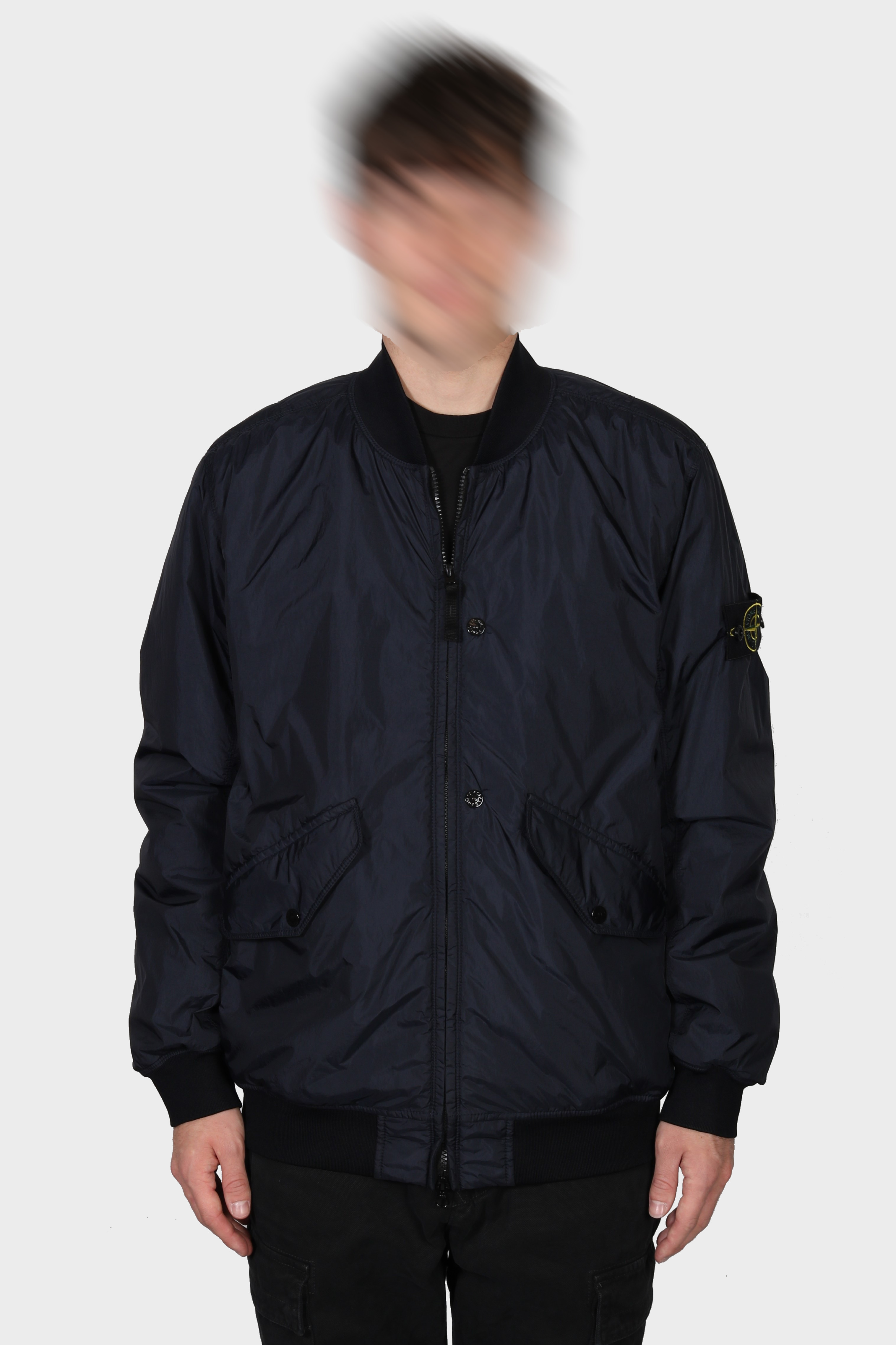 STONE ISLAND Garment Dyed Crinkle Reps Bomber Jacket in Navy