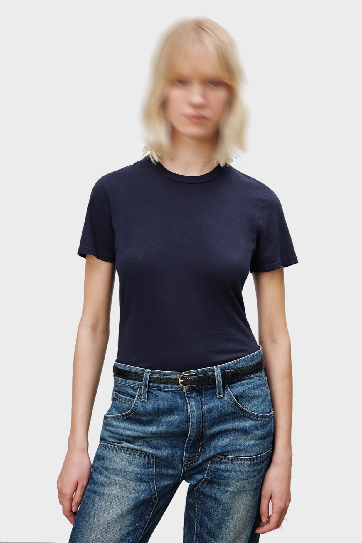 NILI LOTAN Mariela Crewneck T-Shirt in Dark Navy