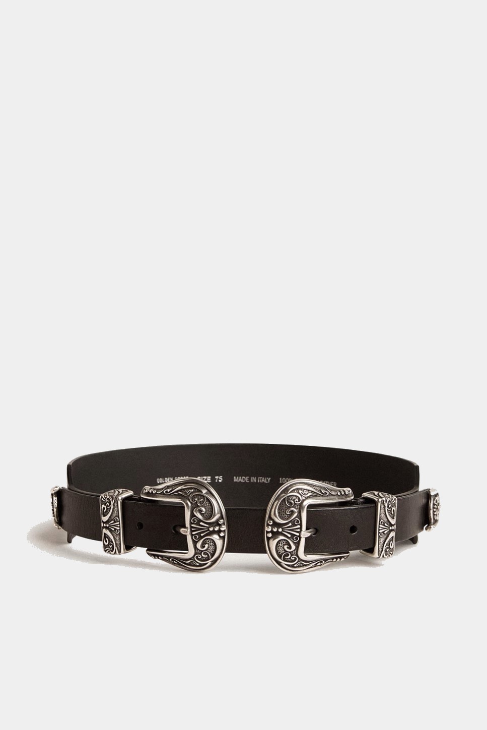 GOLDEN GOOSE Cowboy Belt Double Buckle in Black