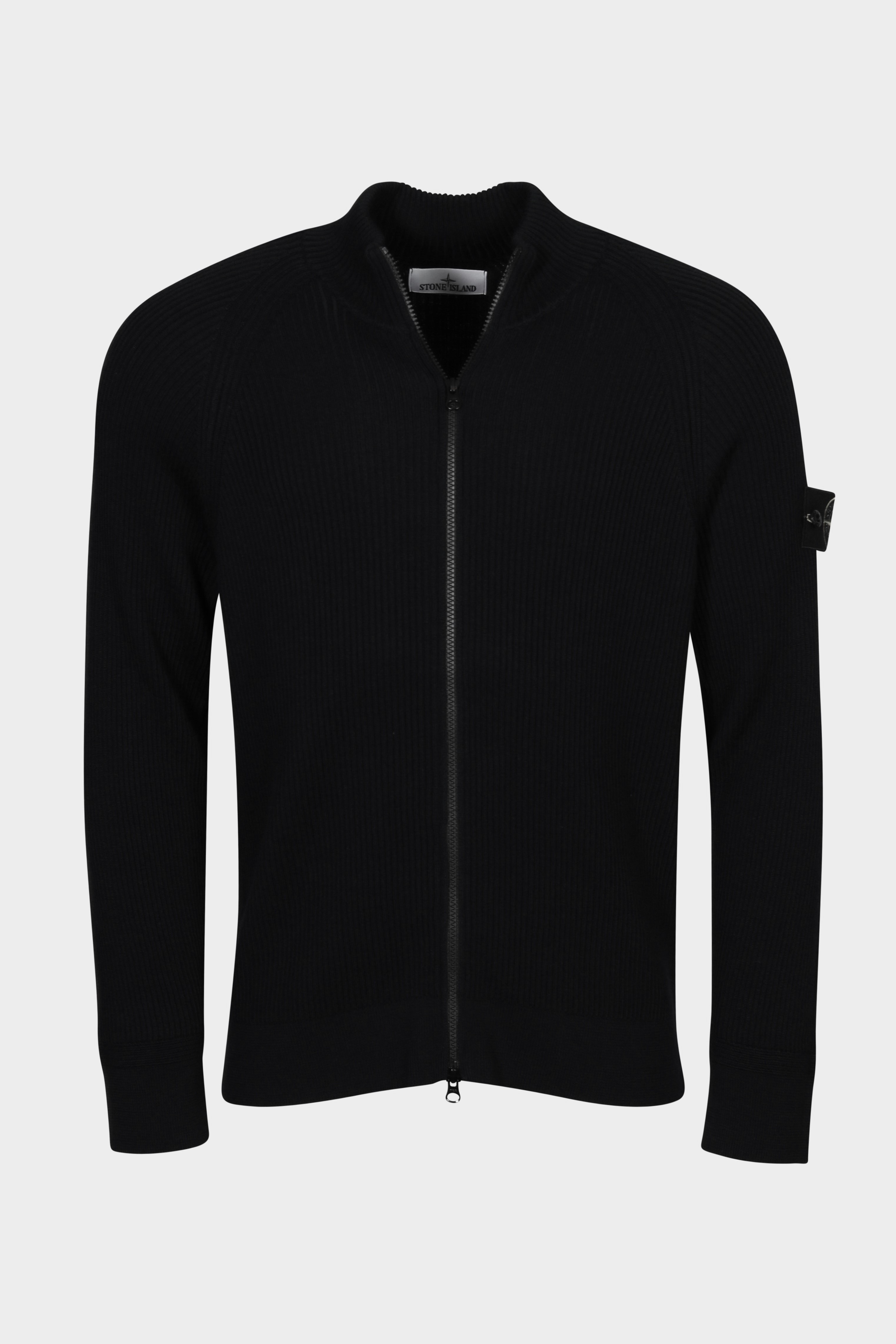 STONE ISLAND Rib Knit Jacket in Black