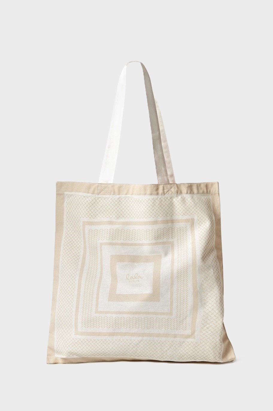 LALA BERLIN Canvas Tote Bag Maja in Heritage Stripe Cream