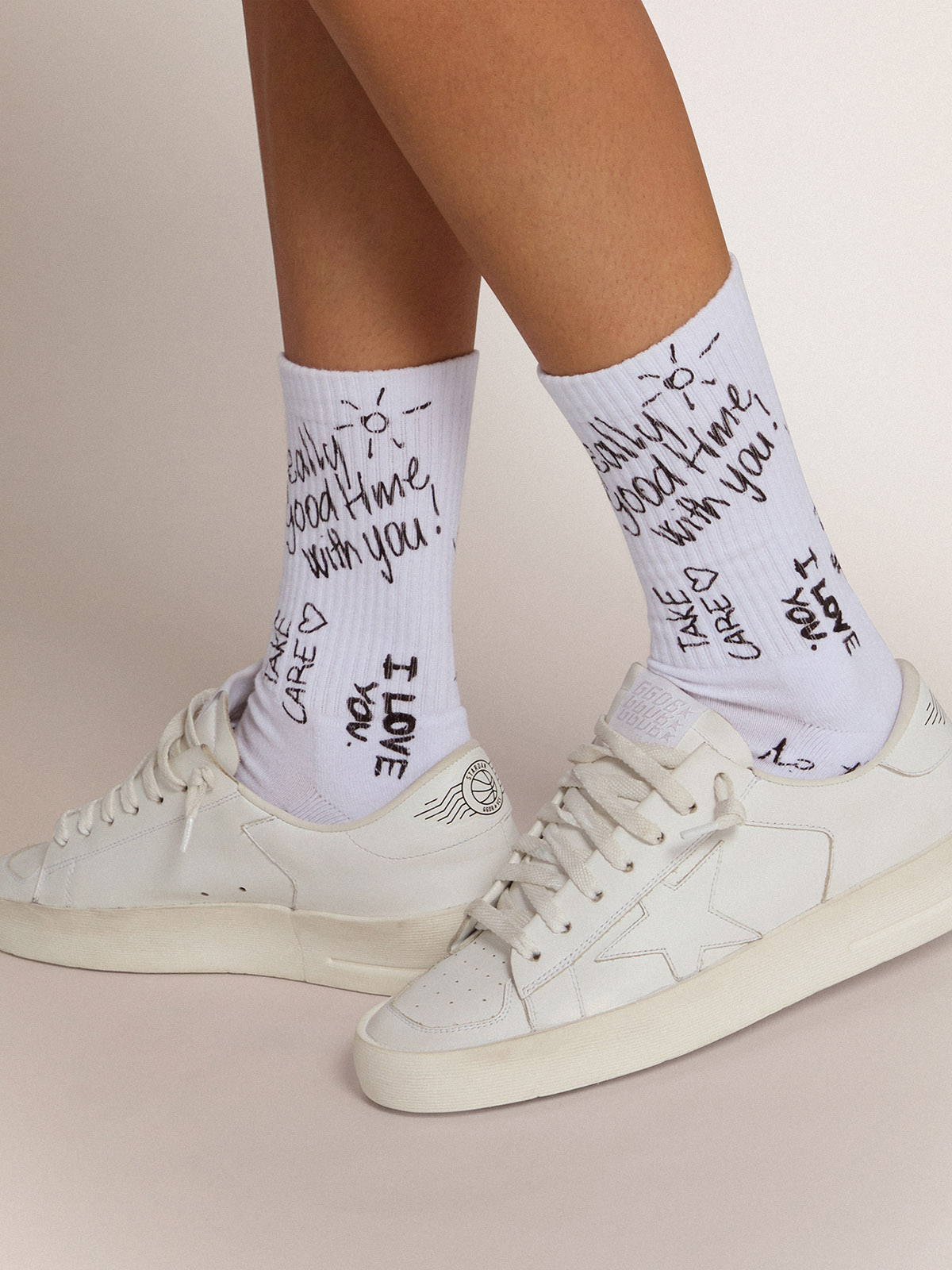 Golden Goose Socks High Rib Lettering Print S