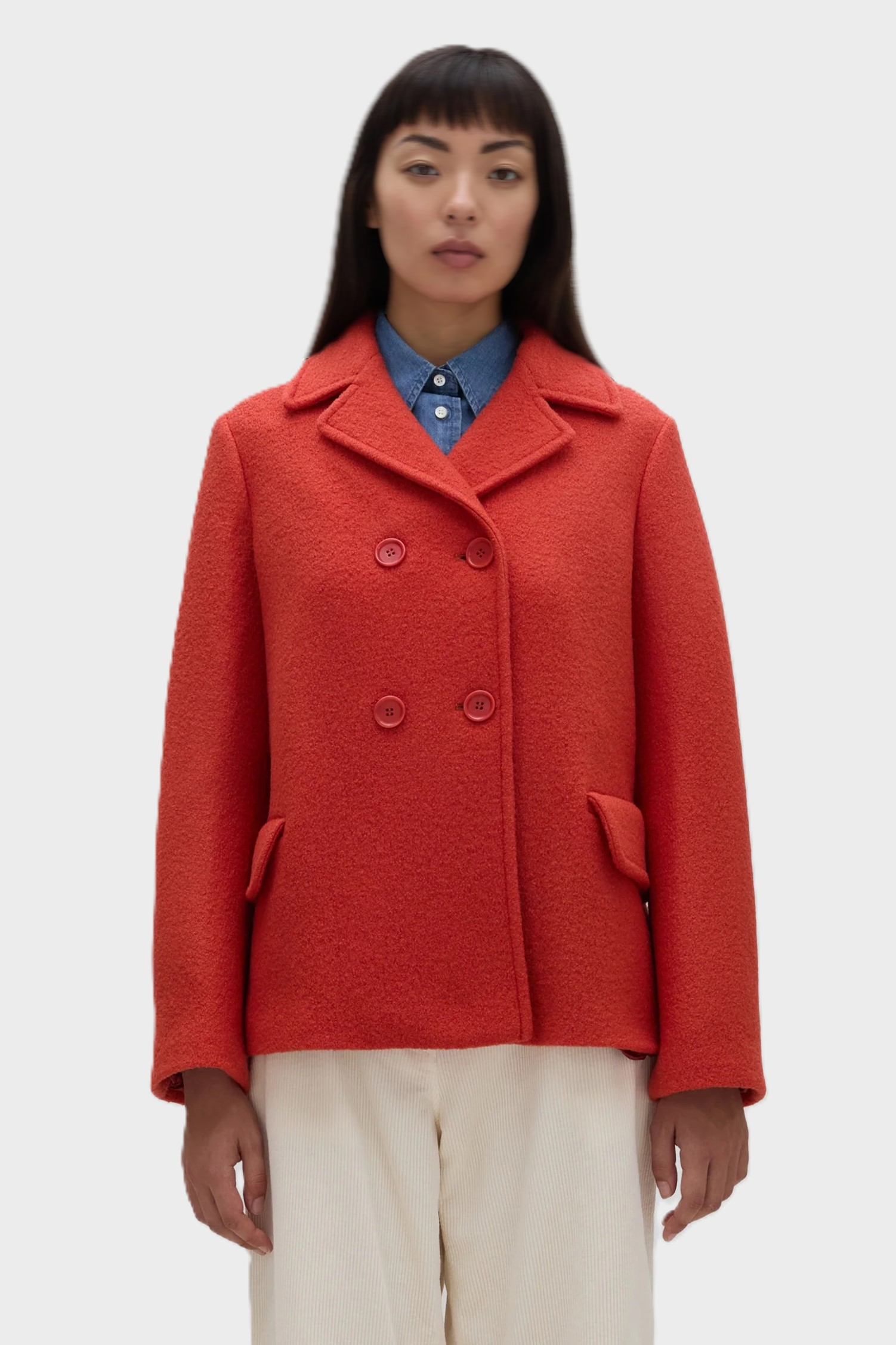 ASPESI Boiled Wool Boxy Jacket in Orange