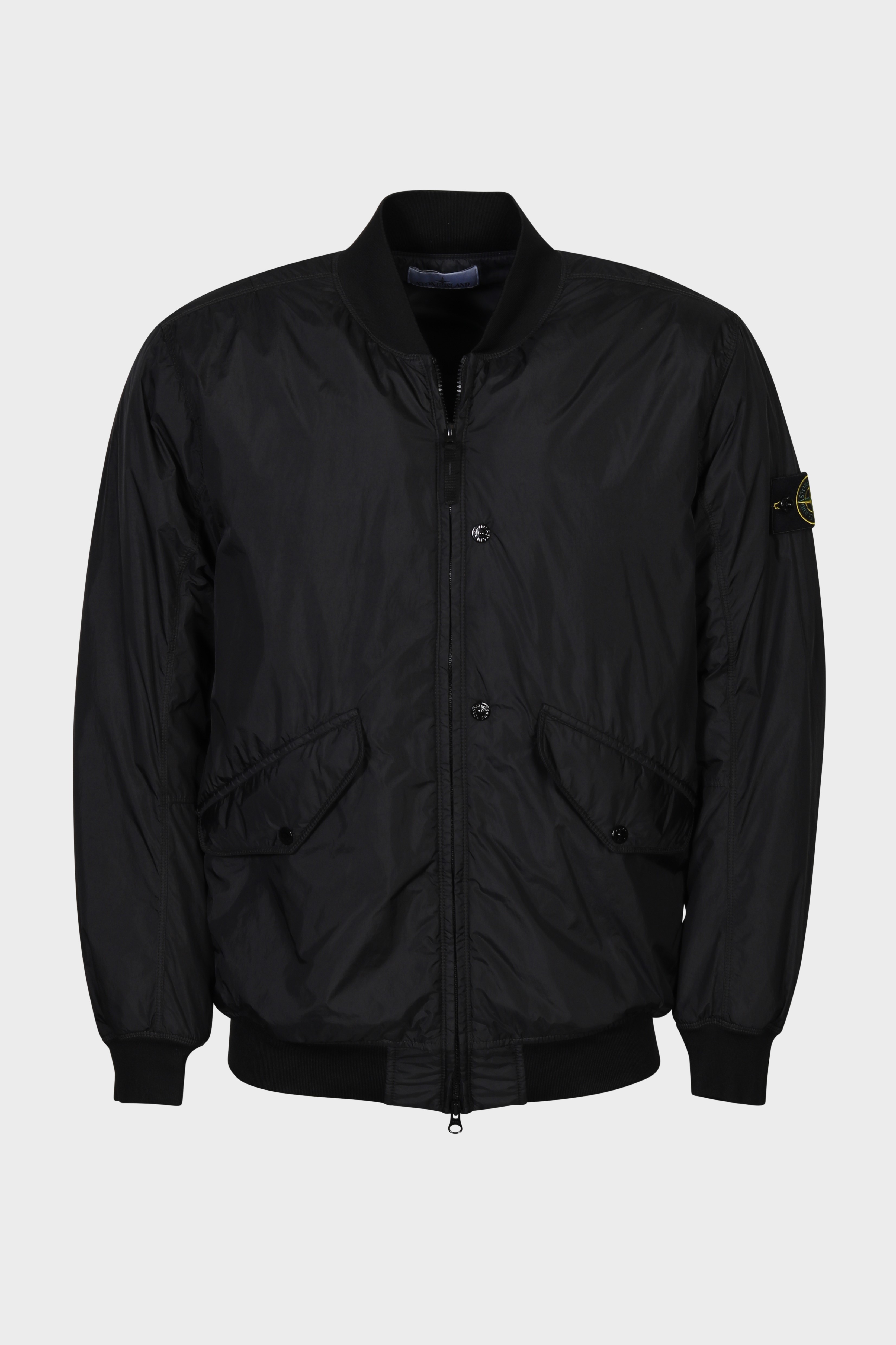 STONE ISLAND Garment Dyed Crinkle Reps Bomber Jacket in Black