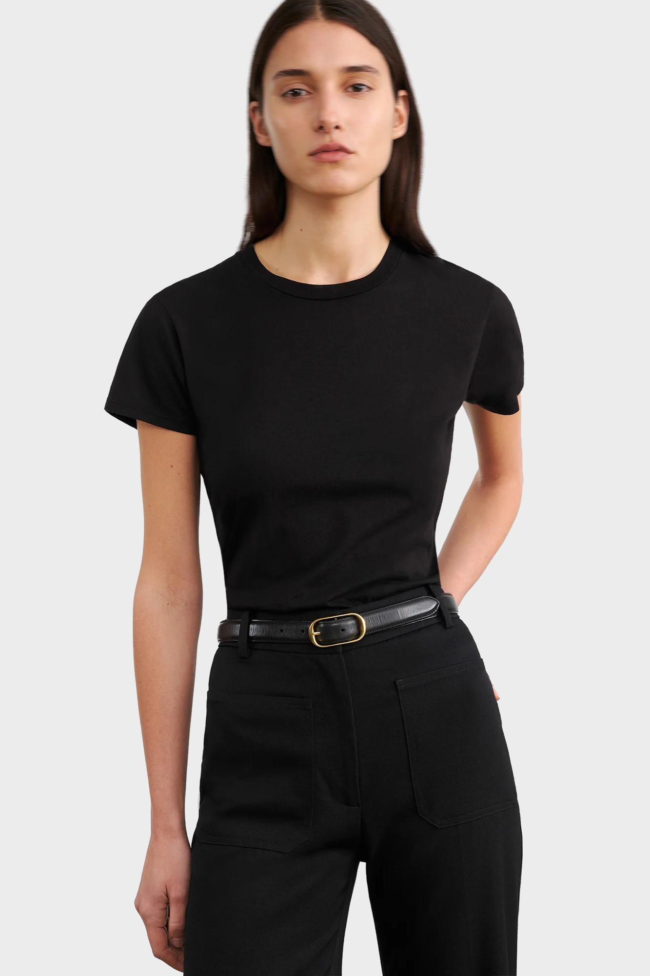 NILI LOTAN Mariela Crewneck T-Shirt in Jet Black