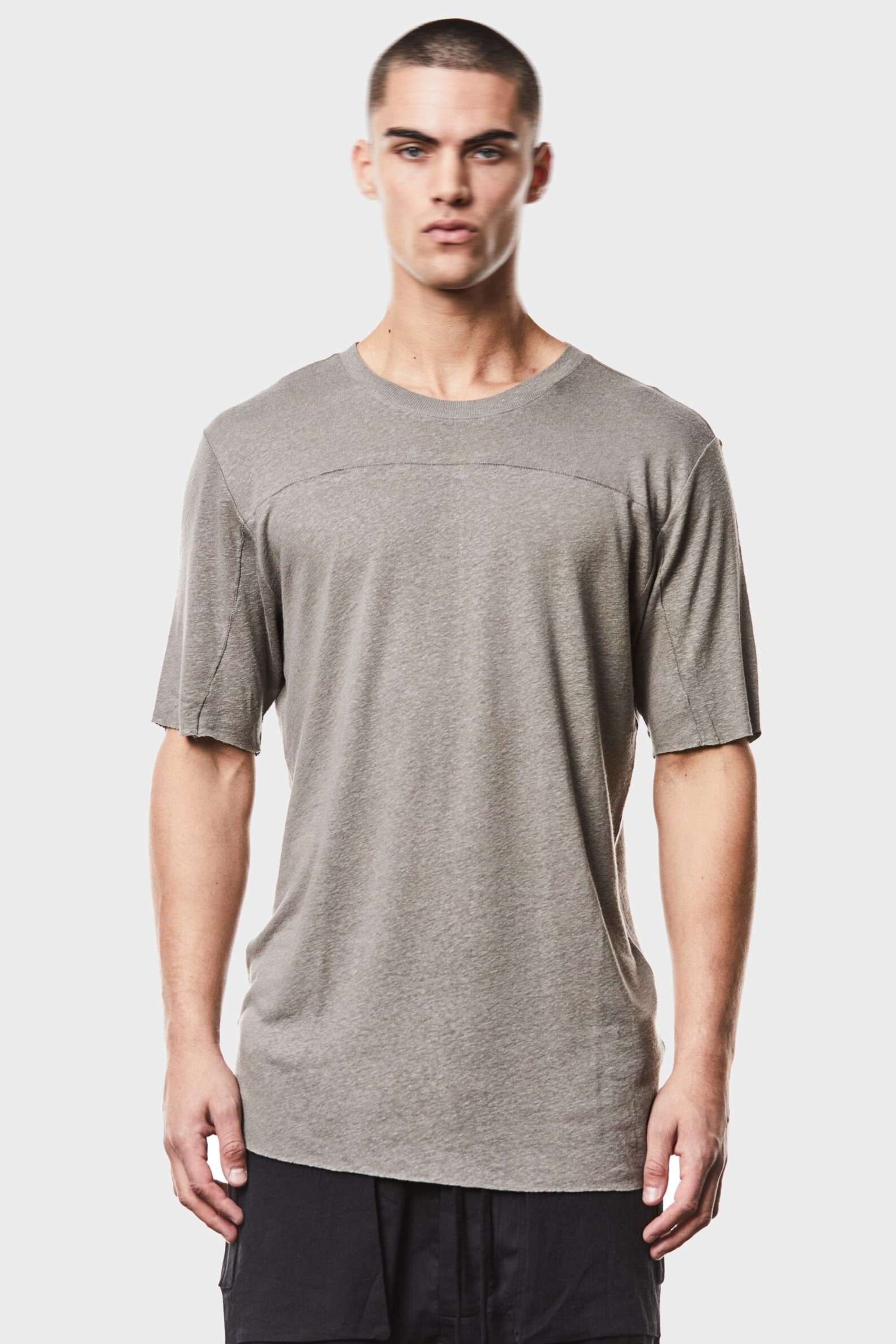 THOM KROM Viscose/Linen T-Shirt in Taupe